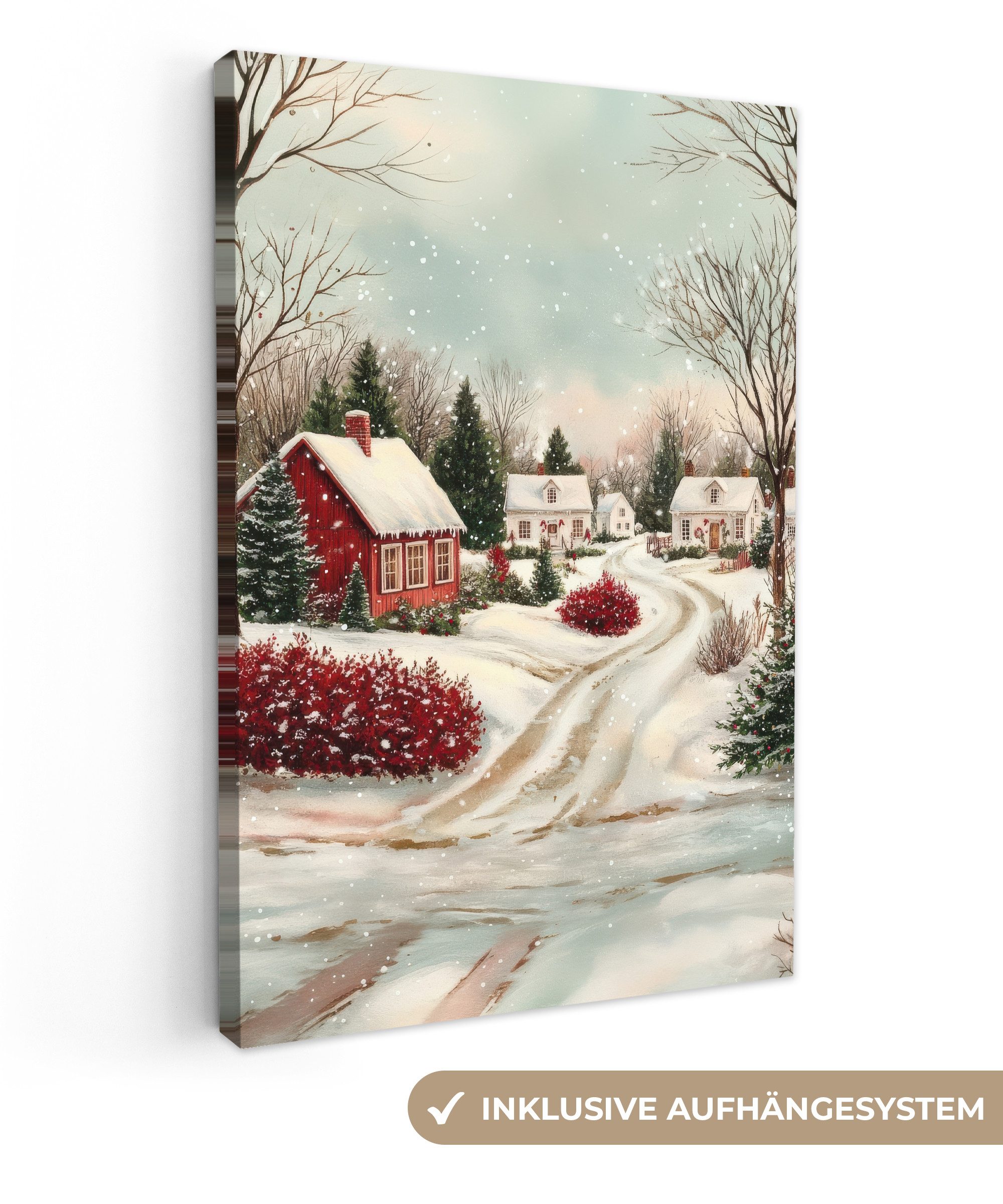 OneMillionCanvasses® Leinwandbild Weihnachtsstimmung - Ländlich - Rot, Foto günstig online kaufen