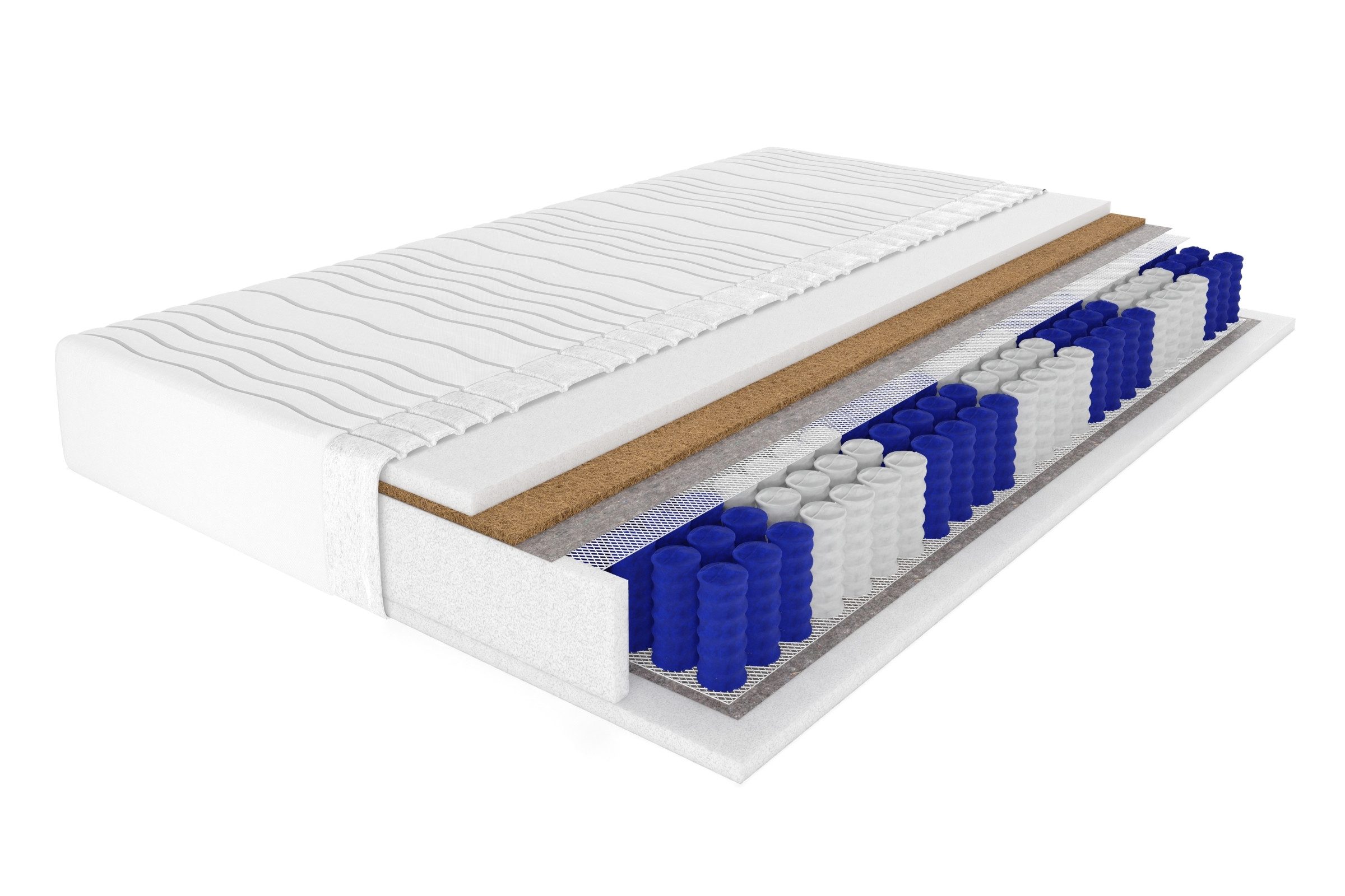 Taschenfederkernmatratze Taschenfederkern-Matratze + Kokos 7 Zonen 20 cm Härtegrad H4, Deine Möbel 24, 20 cm hoch, (Bezug Schwarz oder Weiß, 80x200 90x200 100x200 120x200 140x200 160x200 180x200 200x200), Wendematratze