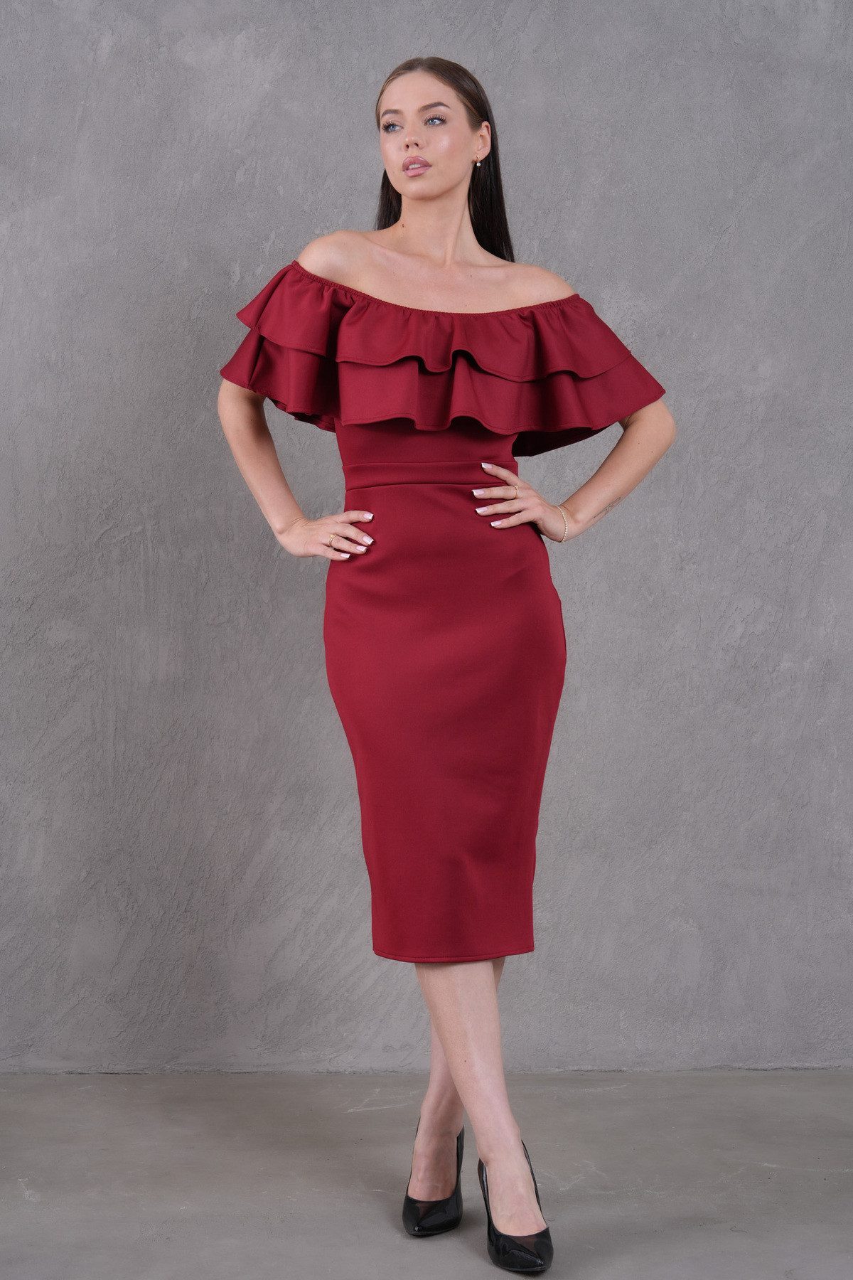 Midikleid Trägerloses Midi-Bleistiftkleid