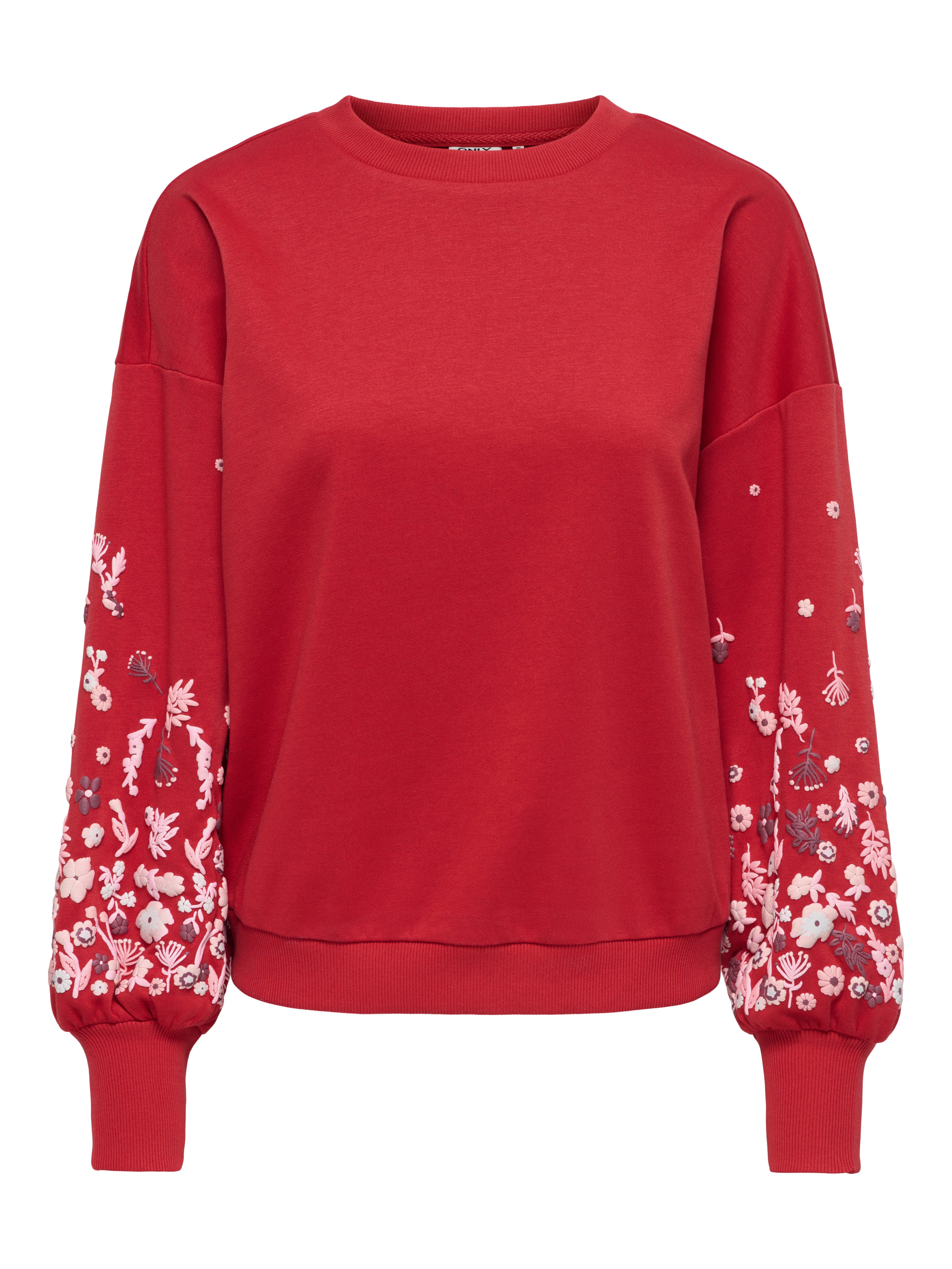 ONLY Sweatshirt ONLBROOKE L/S O-NECK FLOWER SWT Baumwollmischung, regular fit – Bild 3 von 5