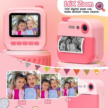 GREENKINDER Schwarz-Weiß-Foto Kinderkamera (12 MP, 16x opt. Zoom, inkl. Verbessertes 16-faches Digitales Zoom: Klares Bild auch bei Nacht, Multifunktionale 2,4-Zoll-Bildschirm 1080P-HD 32G Karte & Druckpapier)