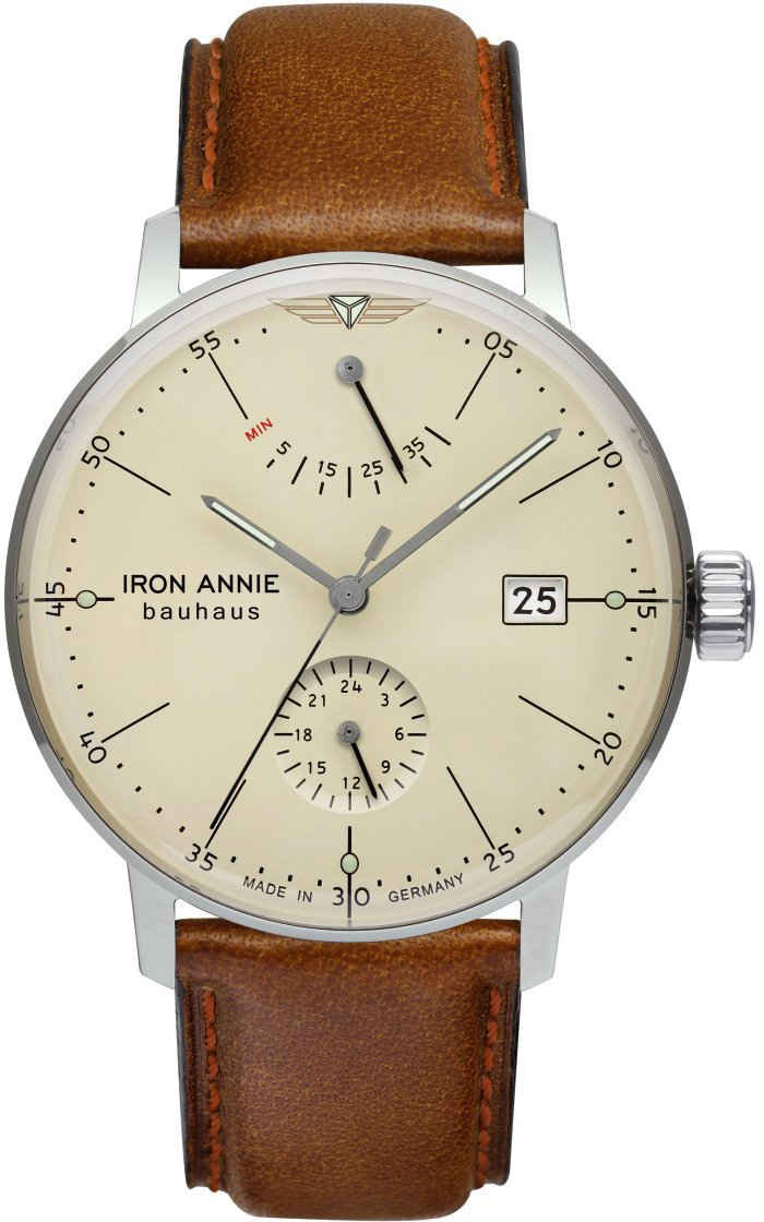 IRON ANNIE Automatikuhr Bauhaus, Power Reserve, 5060-5, Armbanduhr, Herrenuhr, Datum, Leuchtzeiger, Made in Germany