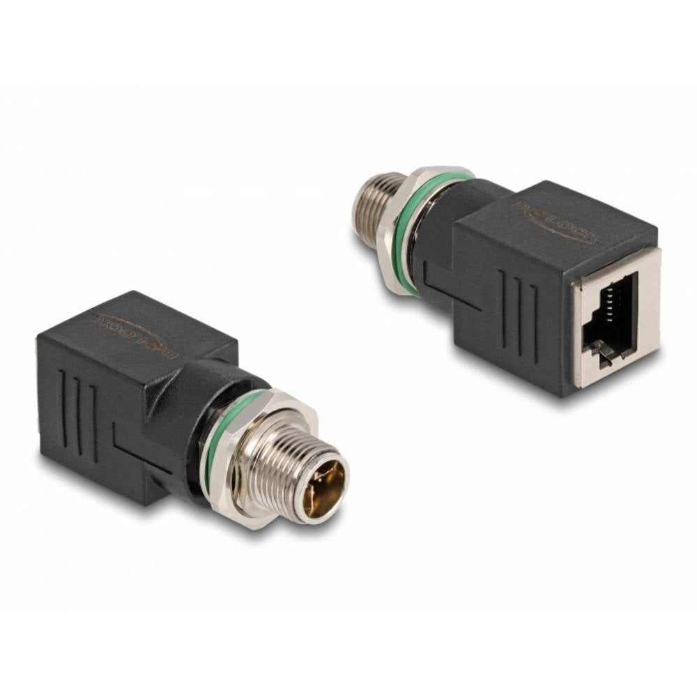 Delock M12 / RJ45 Netzwerk Adapter [1x M12-Stecker - 1x RJ45-Buchse] Schwarz Netzwerk-Adapter