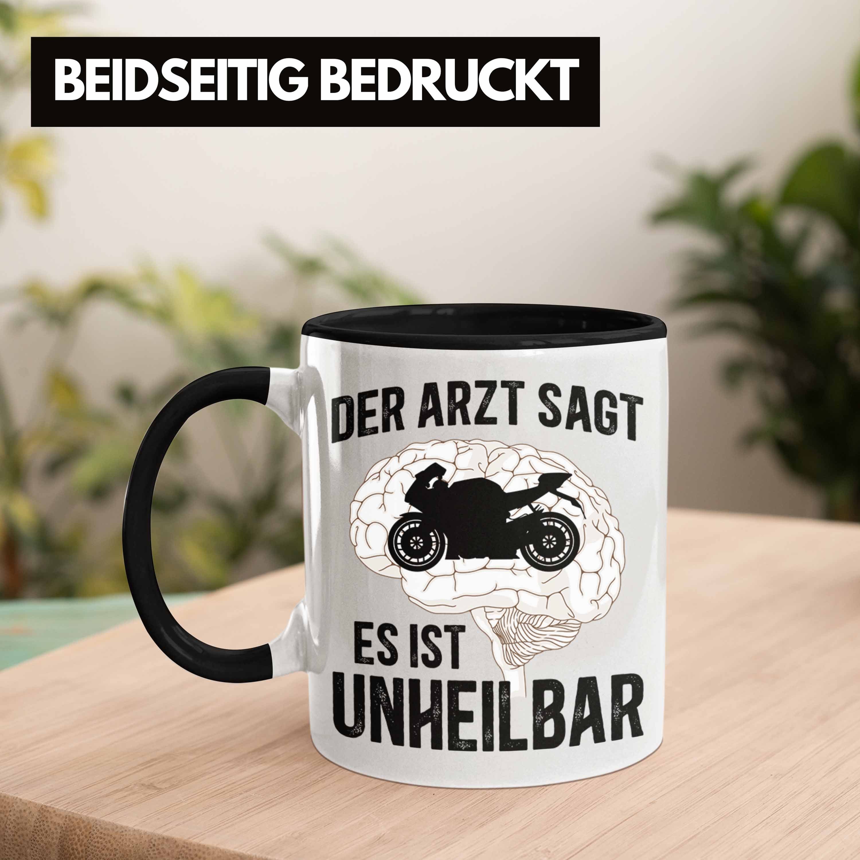 Trendation Tasse Trendation Kaffeetasse Herren - Motorrad Tasse Männer mit Motorradfahrer für Spruch Biker Schwarz Geschenk