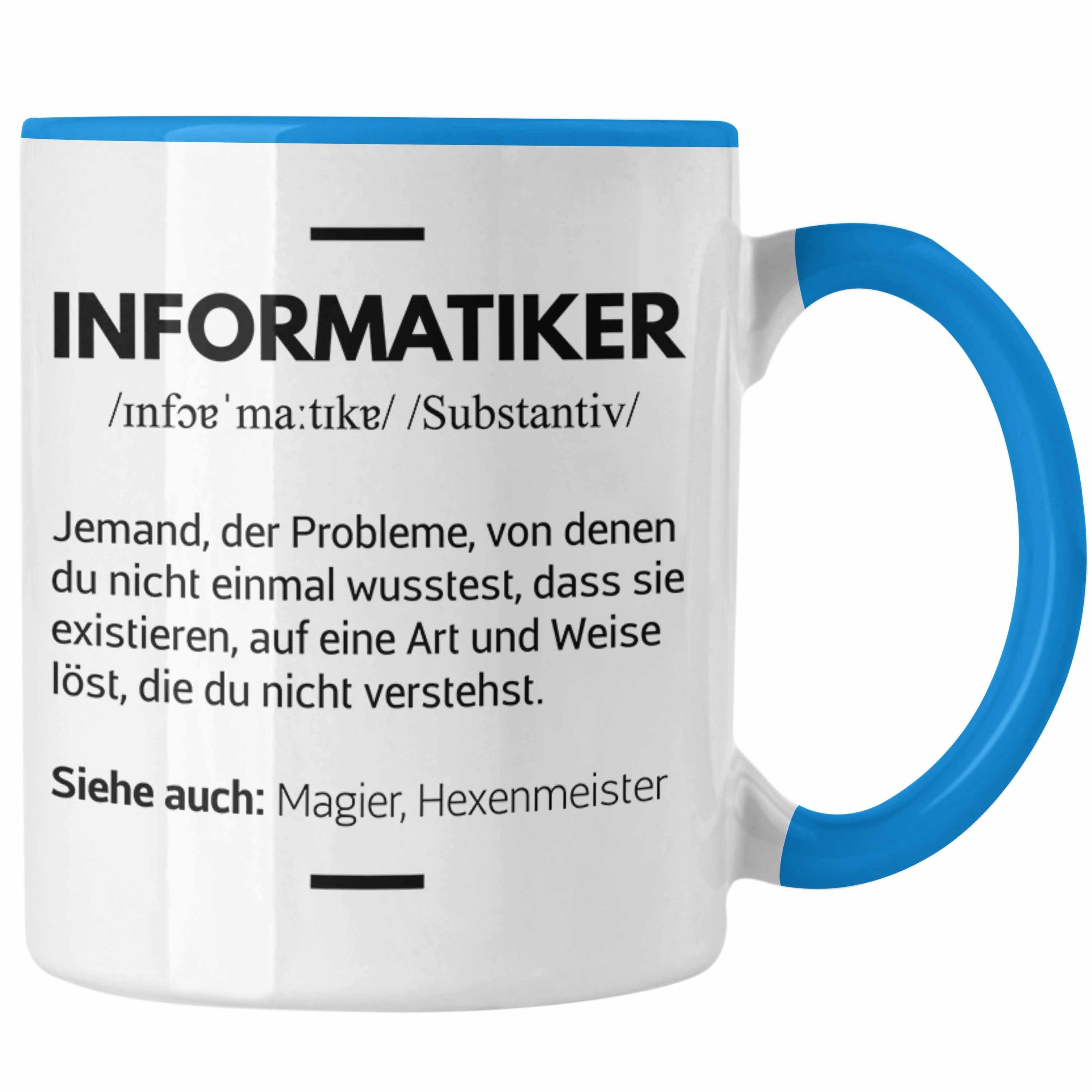 Trendation Tasse Trendation - Informatiker Tasse Geschenk Programmierer Gadget Lustig Geschenkidee Männer Zubehör Informatiklehrer IT Blau