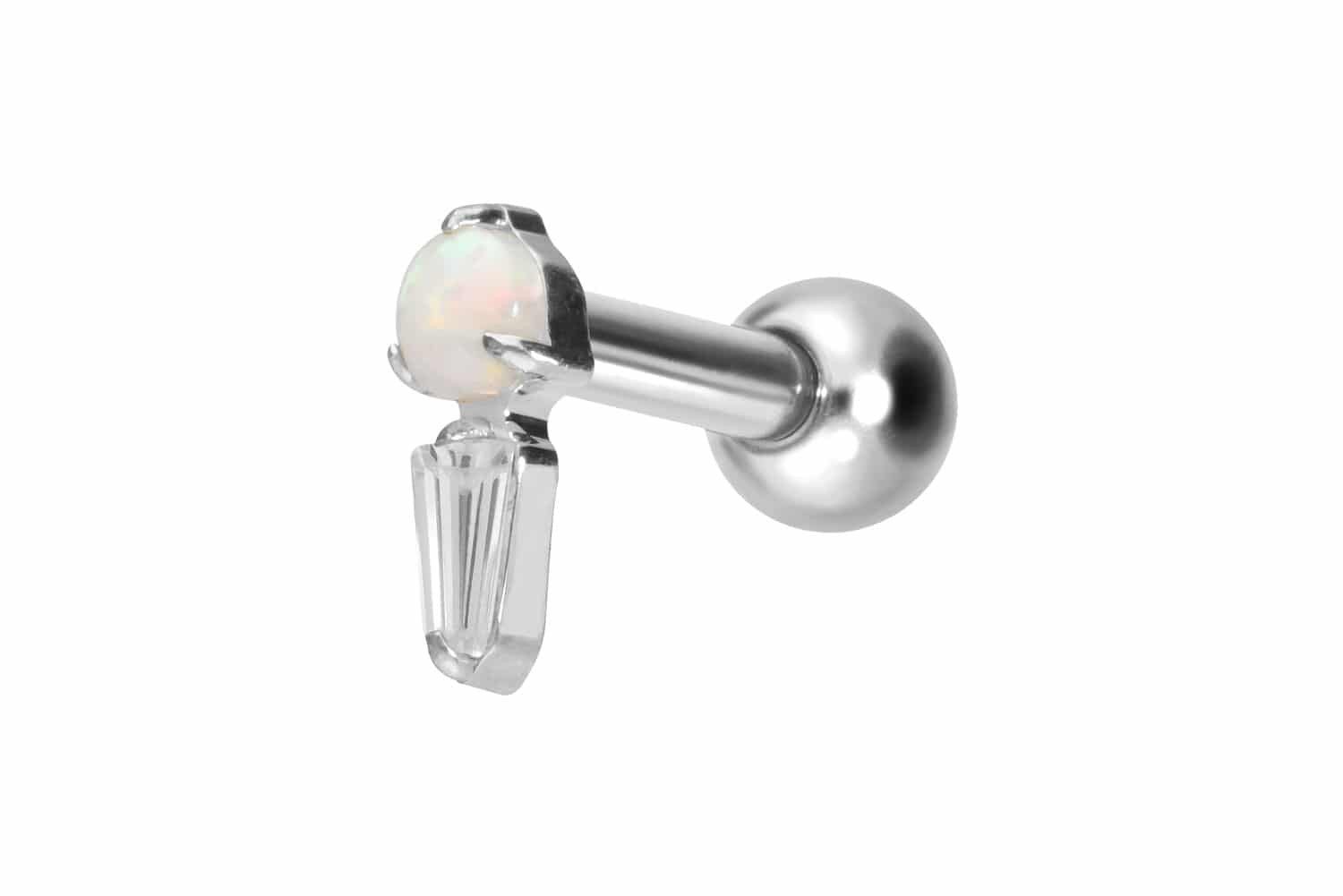 PIERCINGLINE Piercing-Set Titan Ohrpiercing mit Innengewinde SYNTHETISCHER OPAL + (Mini-Barbells, 1-tlg)