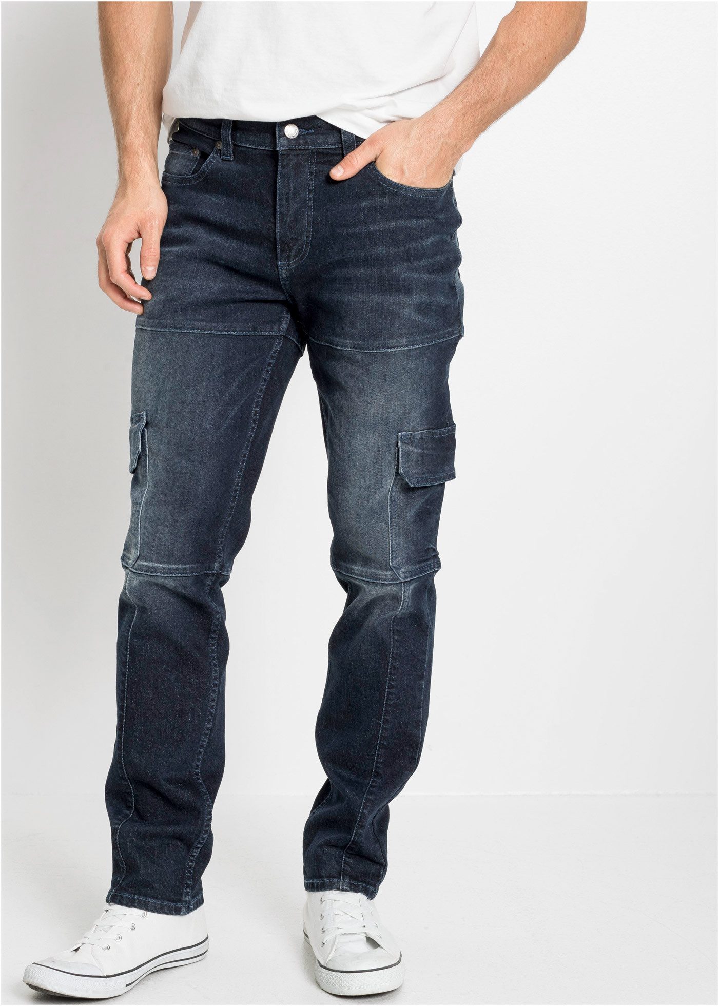 bonprix Cargojeans Slim Fit Cargo-Stretch-Jeans, Straight günstig online kaufen