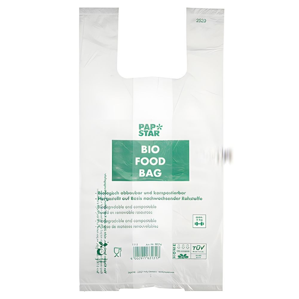 PAPSTAR Tragetasche 1000x Hemdchen Bio-Folie 55 x 28 x 20cm transparent Knotenbeutel Rolle
