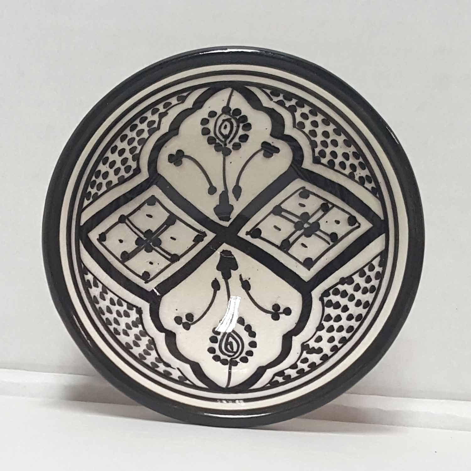 KS36 (Orientalischer mit aus Schwarz-weiß), KS1036 in Moro Dekoschüssel Handbemalte Deko-Schüssel, Keramikschüssel Marokko Ø Weihnachtsdeko, 12cm Casa