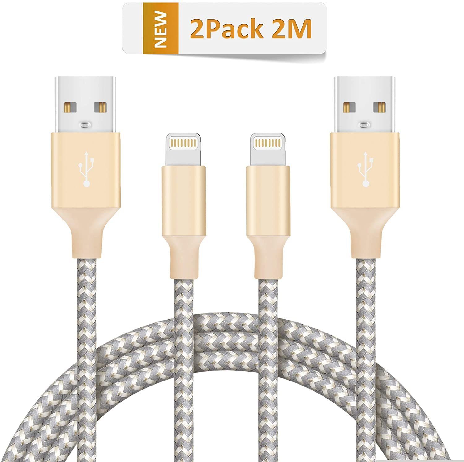 Quntis USB-Kabel, (200 cm), Quntis 2Pack 2m iPhone Ladekabel, Apple MFi