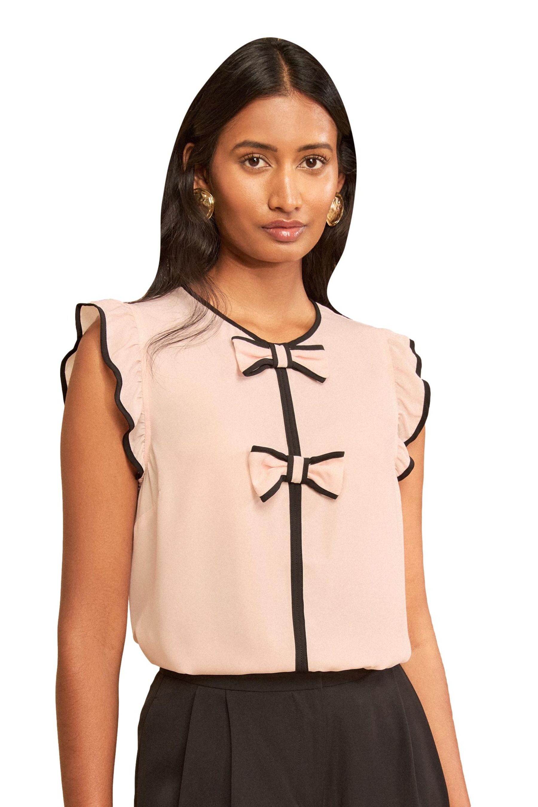 Love & Roses Blusentop Love & Roses Bluse mit Schleife und Flatterärmeln (1-tlg)