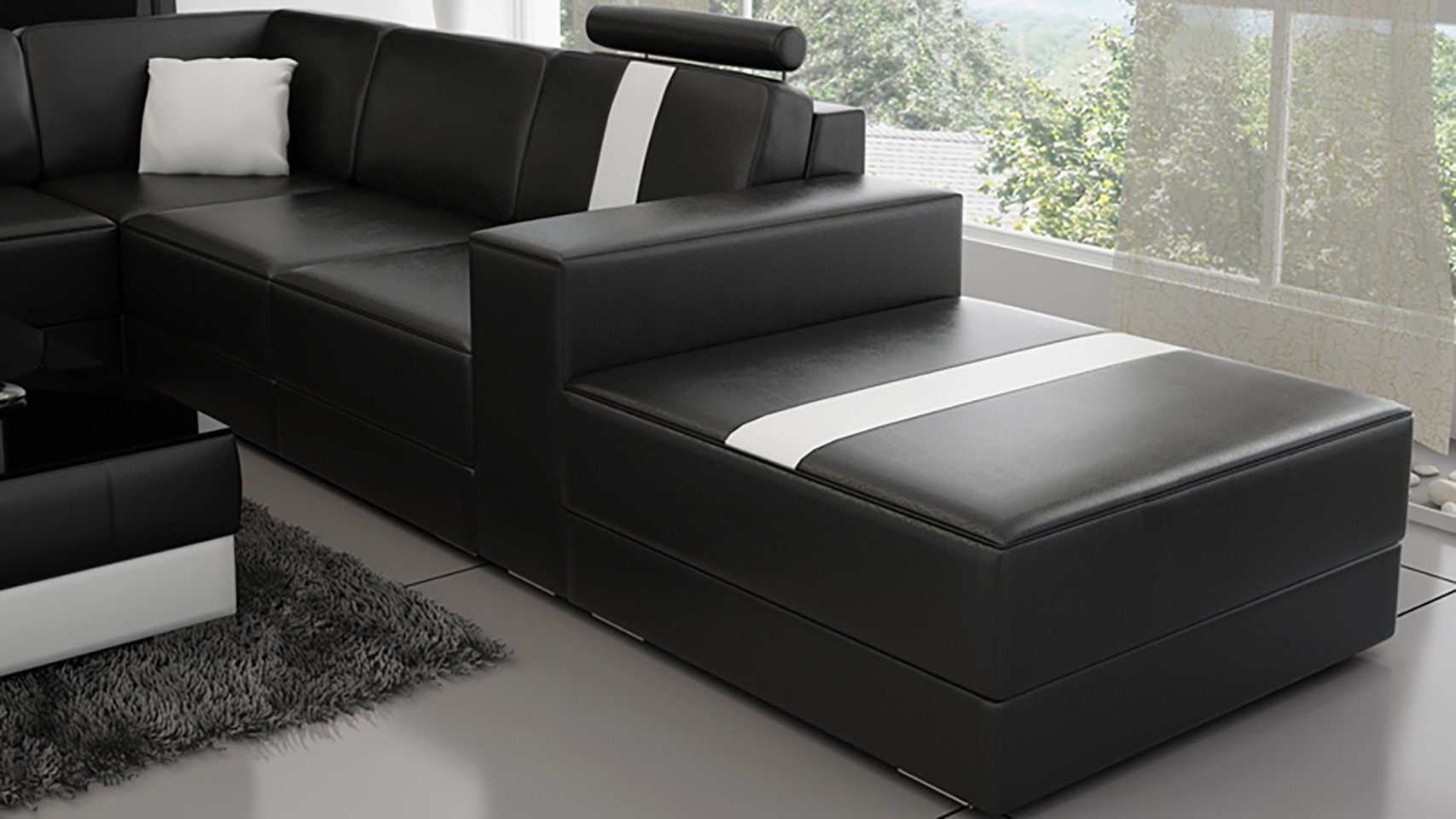 U-Form Modern Ecksofa, Wohnlandschaft Couch Ecksofa Sofa JVmoebel Design Ledersofa