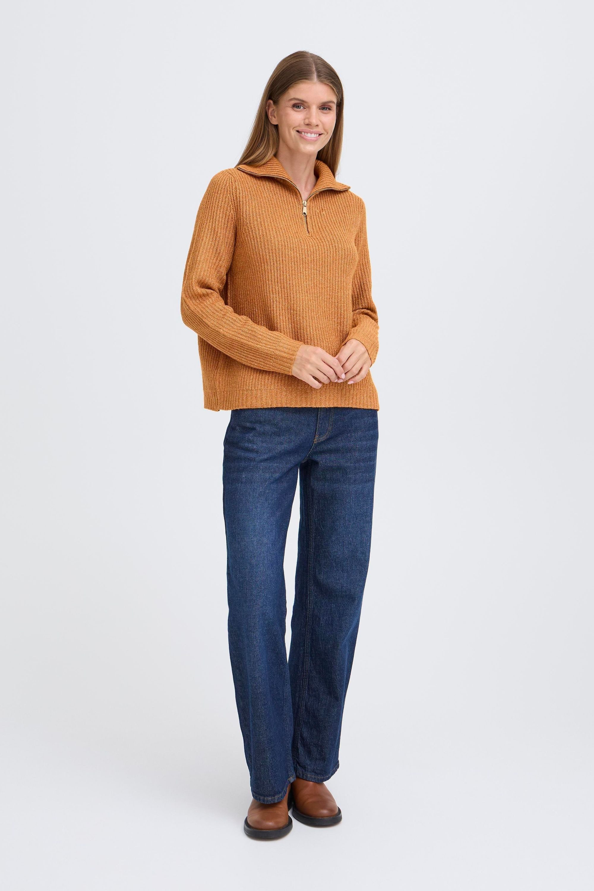 OXMO Troyer OXBallino Modischer Grobstrick-Pullover mit Troyerkragen