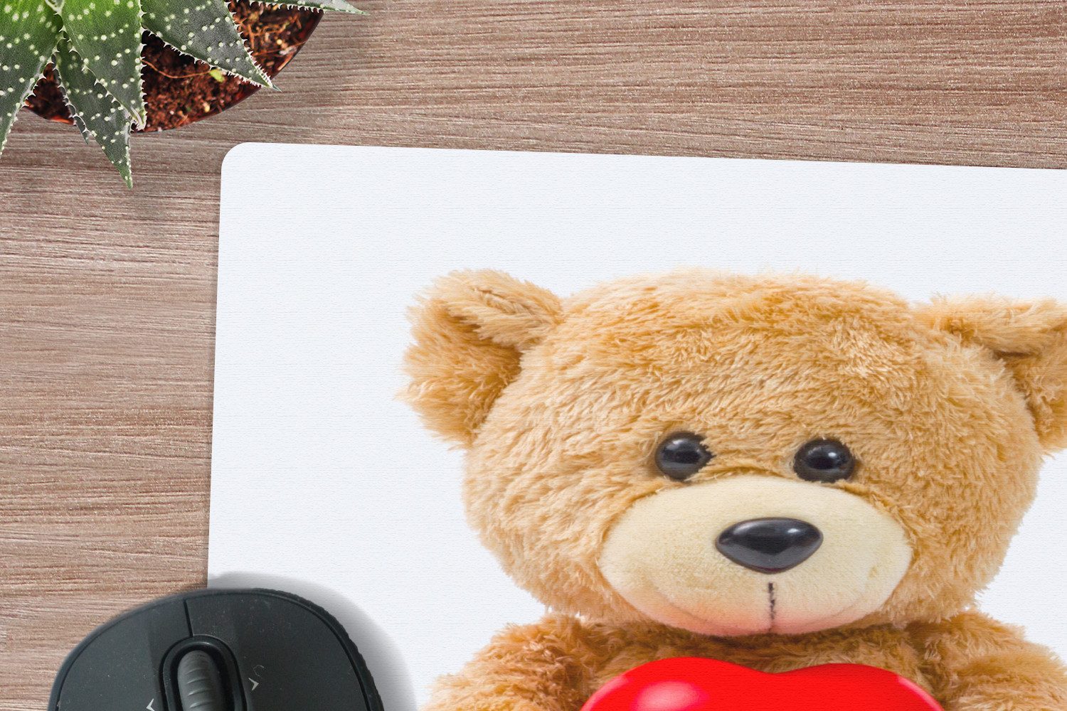 MuchoWow Mauspad Ein Teddybär zum Valentinstag (1-St), Mousepad, Schreibtisch Zubehör, Deko, 20x20 cm
