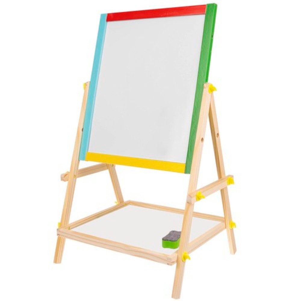 KRUZZEL Standtafel Kreidetafel Holzbrett, (Spar-Set, 1-tlg., magnetisch), Inklusive Marker, bunter Kreiden und Schwamm