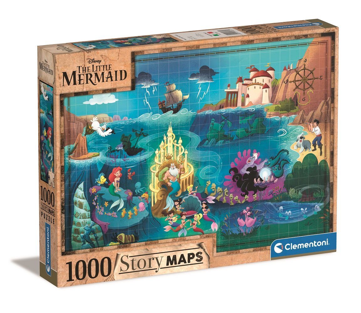 Clementoni® Puzzle 1000 Maps die Disney Puzzleteile Story Arielle Meerjungfrau Puzzle
