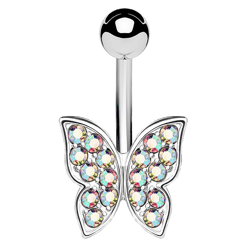Taffstyle Bauchnabelpiercing Piercing Chirurgenstahl Kristall Schmetterling, Bauchnabelpiercing Bauchnabel Banane Stecker Anhänger Tribal Vintage