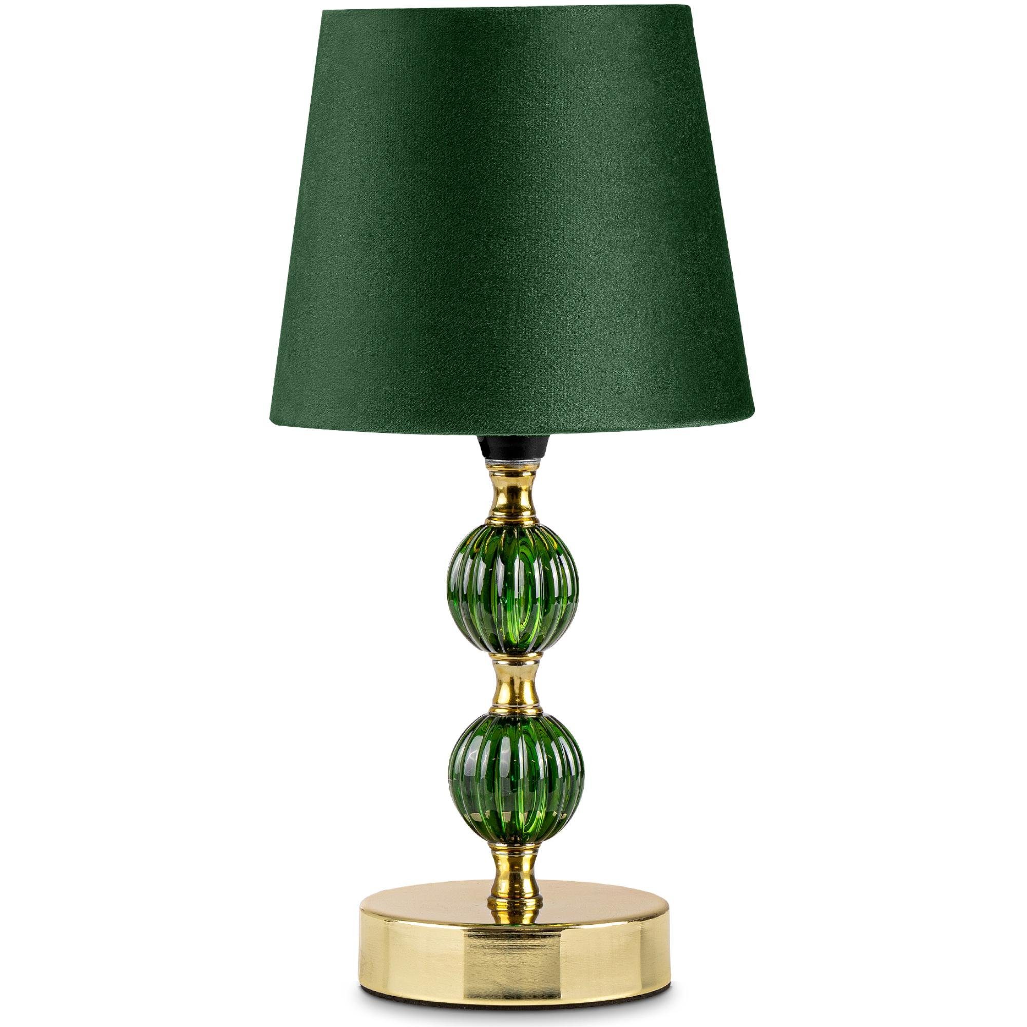 Konsimo Tischleuchte VULGA Tischlampe elegante dunkelgrün/gold ohne Lampe Leuchtmittel, Tischleuchte