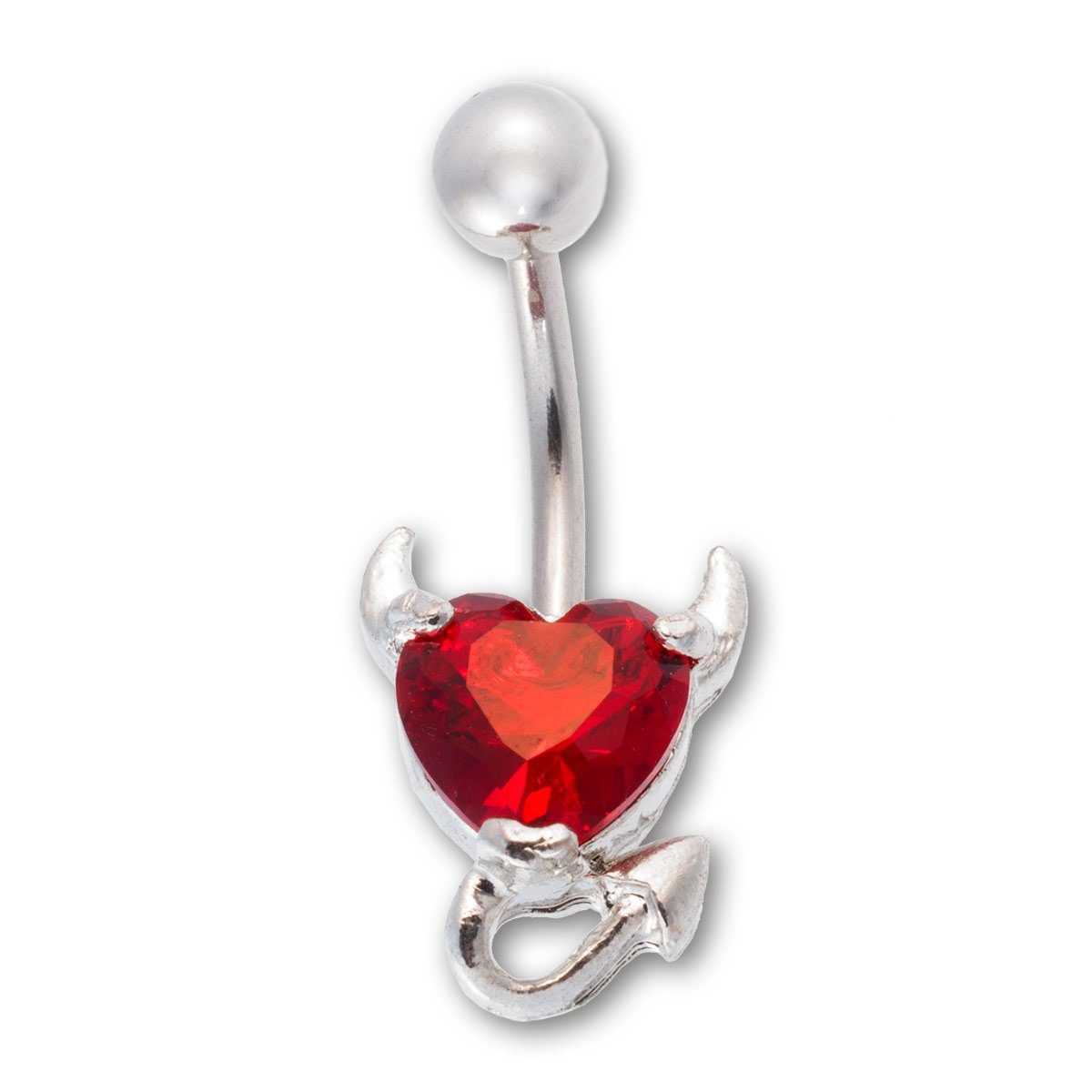 Paletti Bauchnabelpiercing Bauchnabelpiercing Devil Heart Herz Teufel Rot Kristallstein (1-tlg), Kristallstein