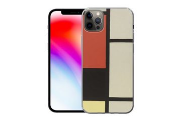 MuchoWow Handyhülle Komposition mit rotem Quadrat, schwarz, blau - Piet Mondrian, Handyhülle Apple iPhone 12 Pro Max, Smartphone-Bumper, Print, Handy