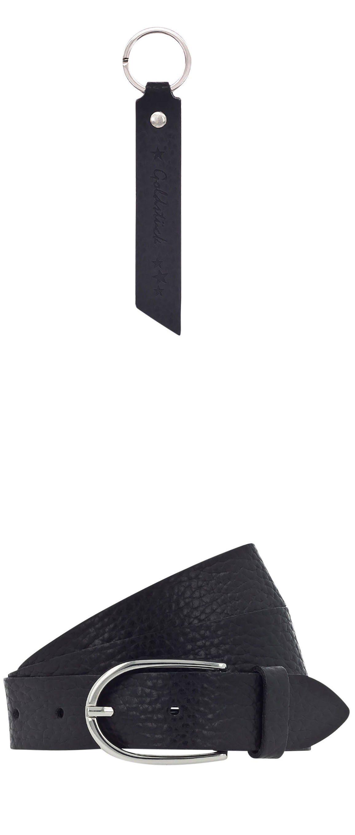 Vanzetti Ledergürtel (Set) mit Schlüsselanhänger schwarz metallic