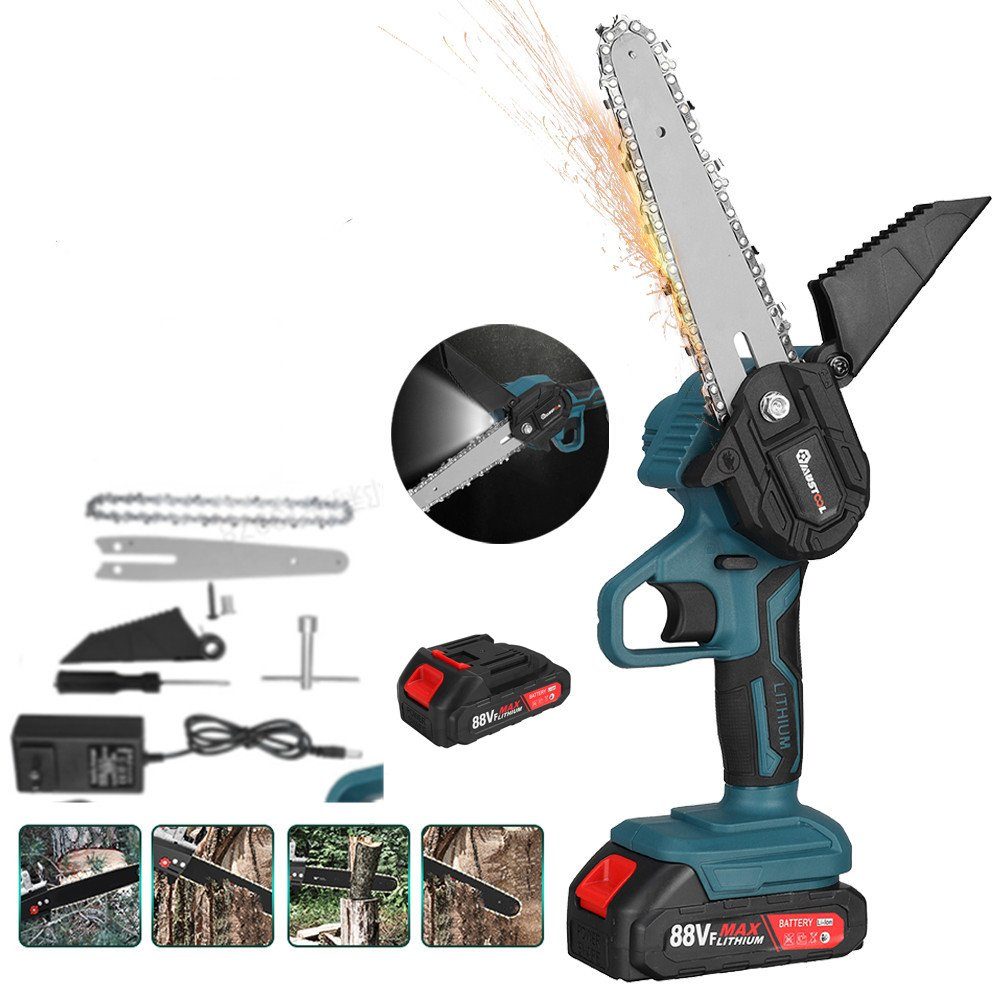 Insma AkkuKettensäge, 1200W Mini Kettensägen Kit Motorsäge, 6Zoll