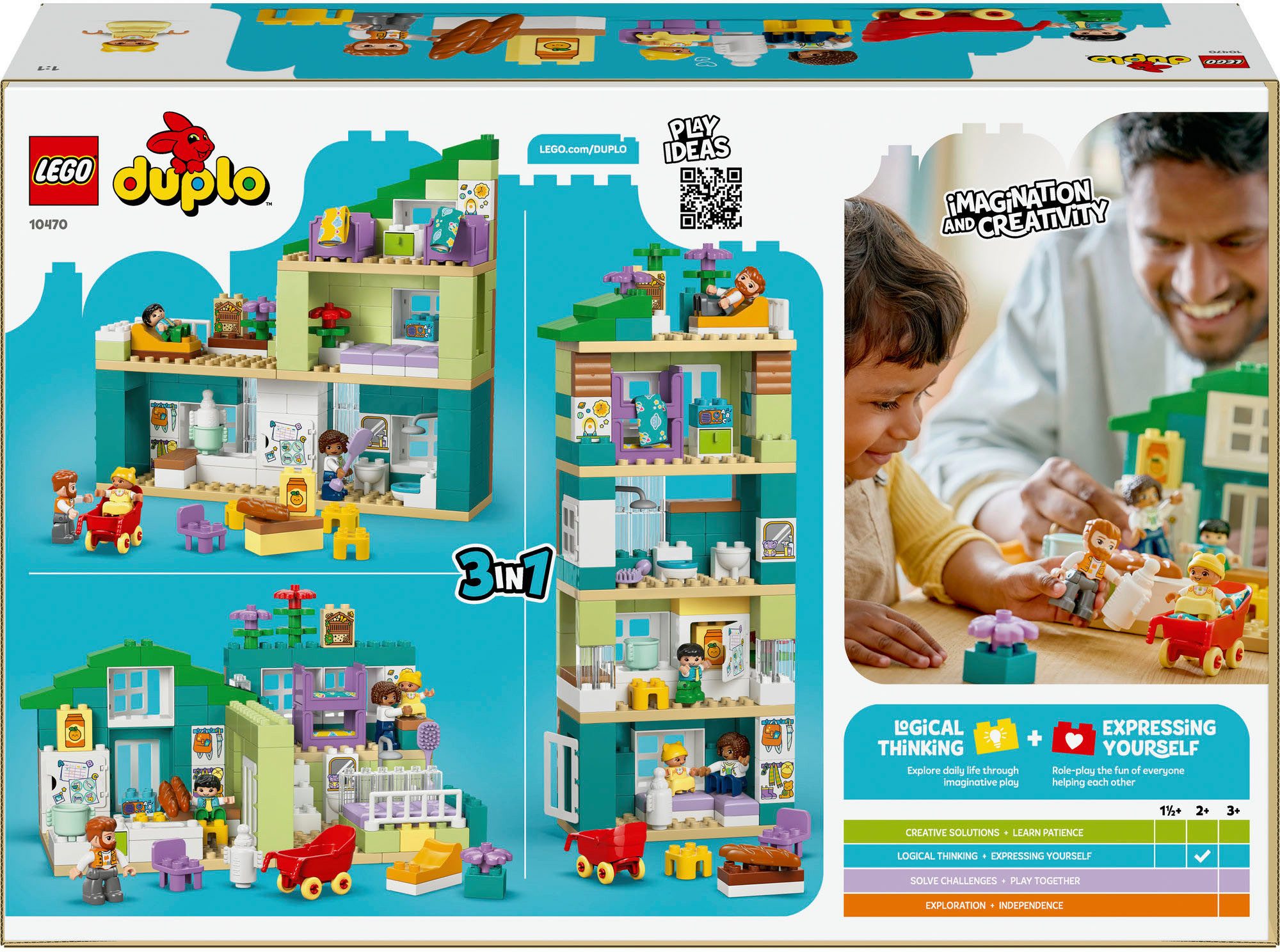 LEGO® Modernes Familienhaus mit Figuren – 3-in-1-Set (10470) Konstruktionsspielsteine, (166 St), LEGO DUPLO Town; Made in Europe