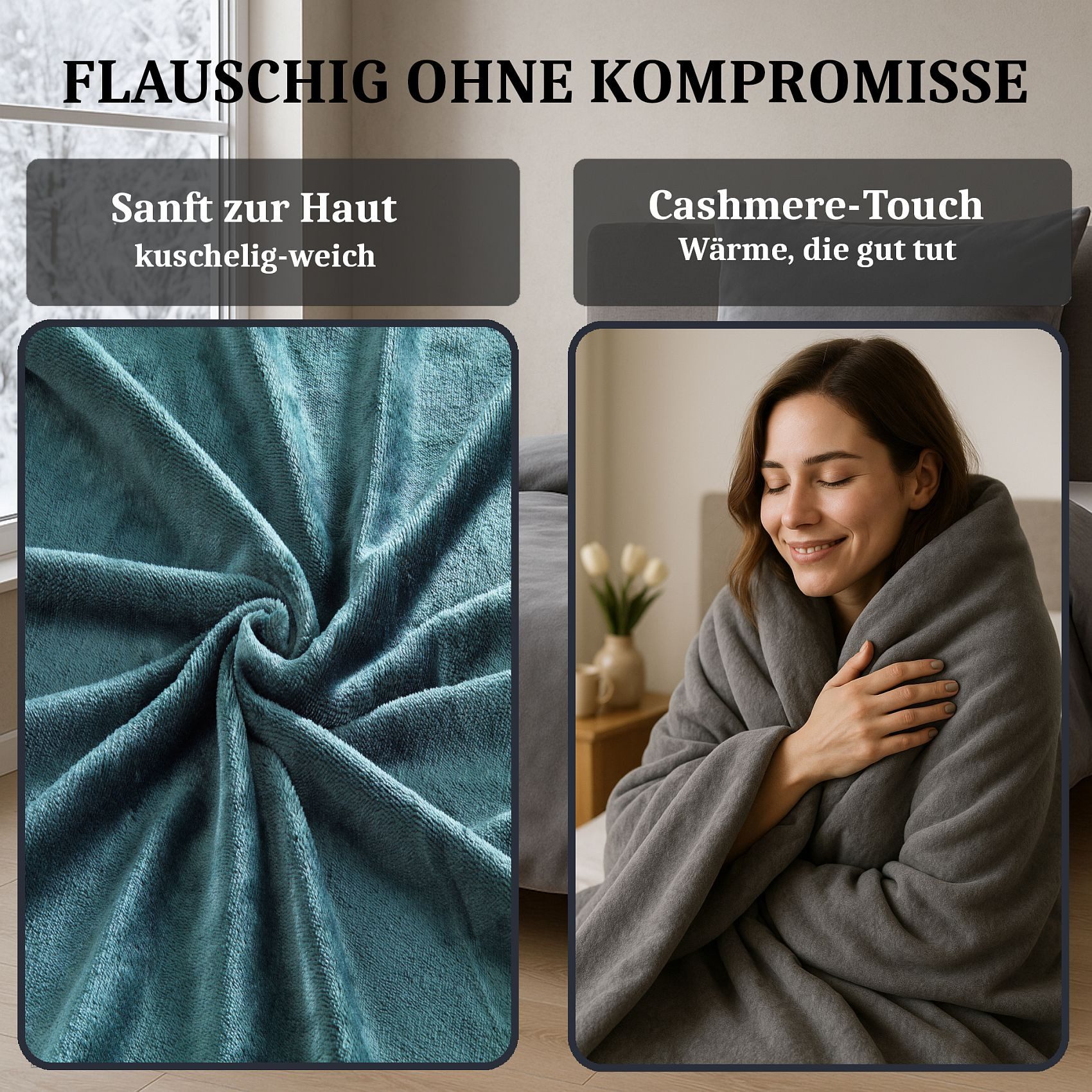 Malika Bettwäsche aus 100% Mikrofaser, 155x220 + 80x80 cm Cashmere Touch, Dunkelgrün, Cashmere Touch, 2 teilig, Für Allergiker geeignet, pflegeleicht, angenehm weicher Stoff