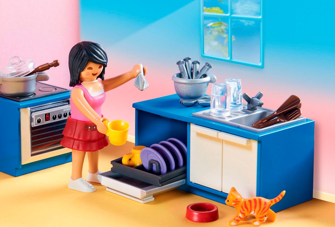 Playmobil® Familienküche (70206), Dollhouse Konstruktions-Spielset, (129 St), Made in Germany – Bild 4 von 5
