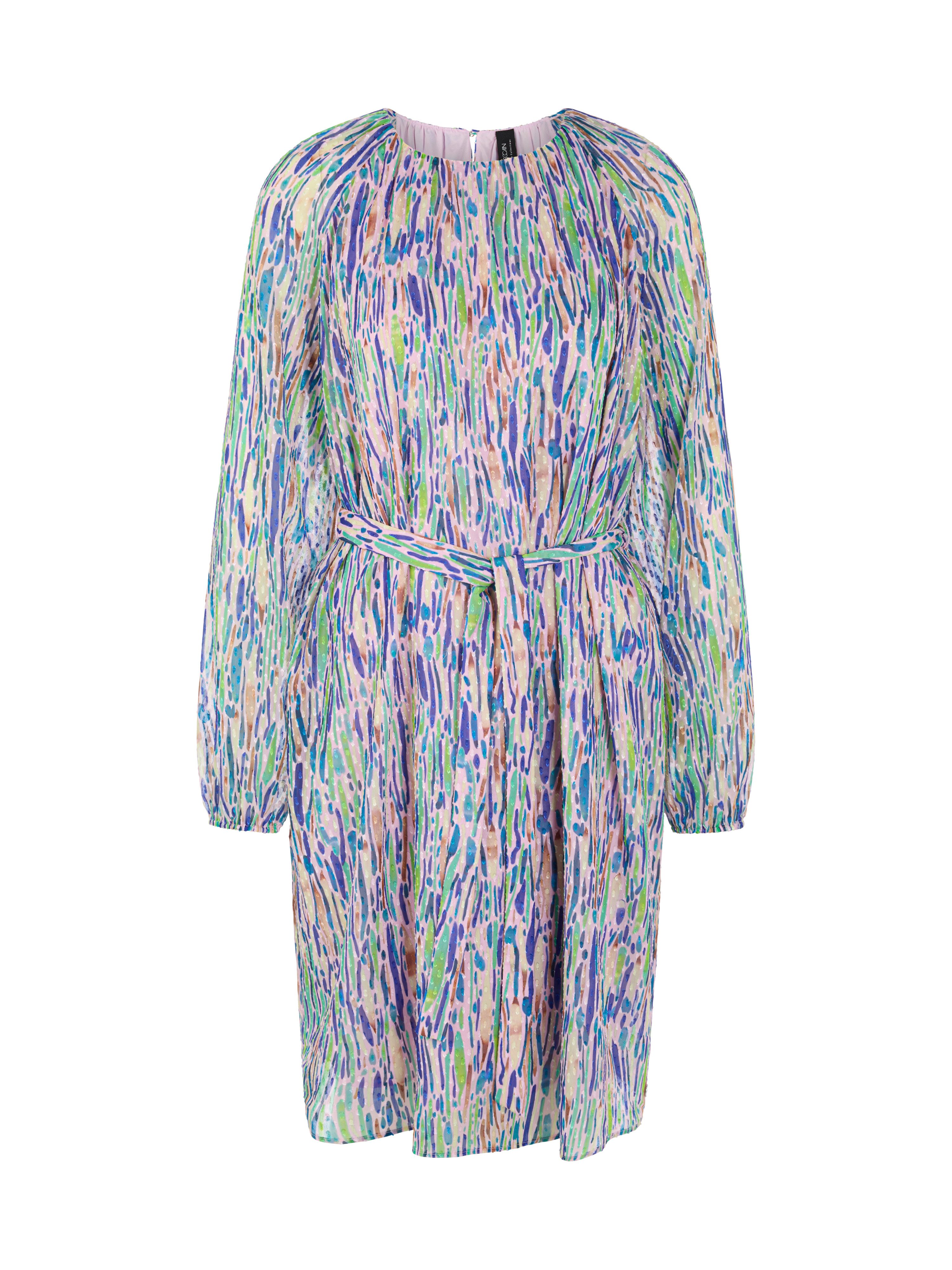 Marc Cain Midikleid Spring Fling Premium Damenmode mit Bindegürtel, mit buntem Confetti-Print
