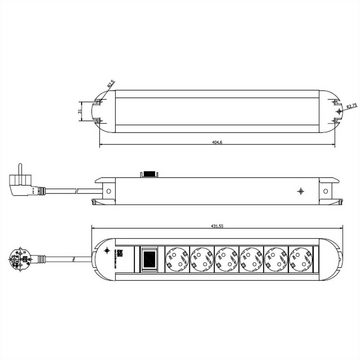 Bachmann PRIMO Steckdosenleiste 6x Schutzkontakt, Aluminium, mit Schalter Steckdosenleiste (Kabellänge 1.75 m)
