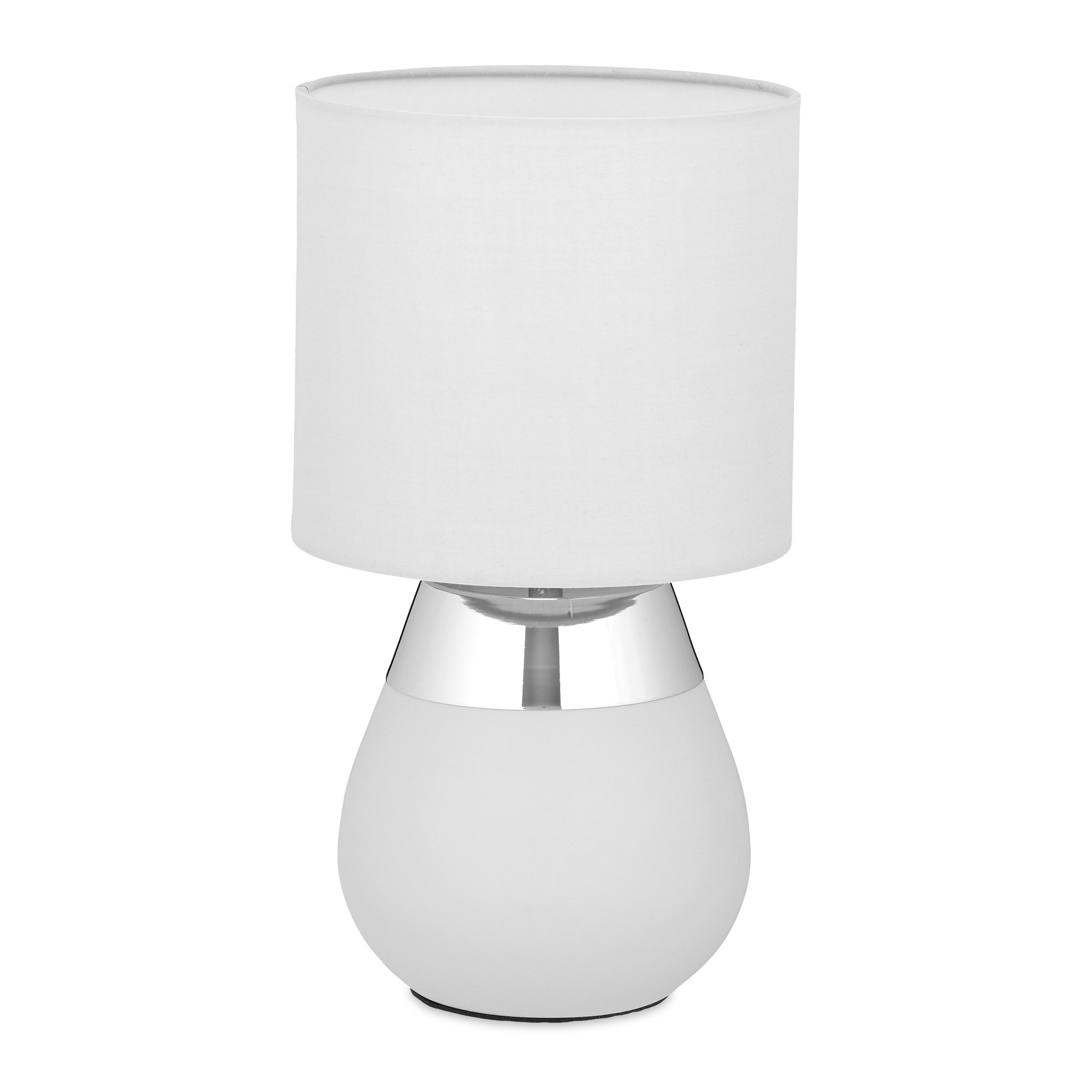 relaxdays Nachttischlampe Touch oval, Silber günstig online kaufen