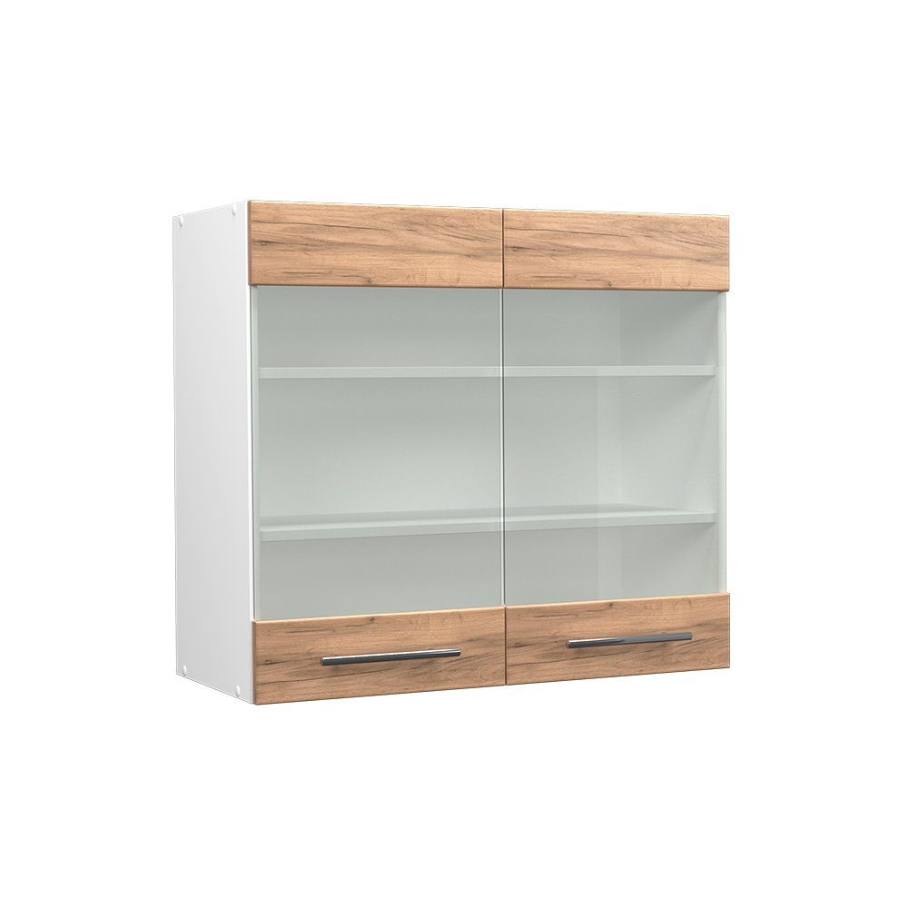 Vicco Glashängeschrank Fame-Line, Goldkraft Eiche/Weiß, 80 cm (1-St)