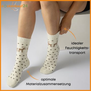 sockenkauf24 Thermosocken 5 Paar Damen THERMO Socken mit Wolle Innenfrottee Wintersocken (Sortierung1., 35-38) warme Haussocken - 37800