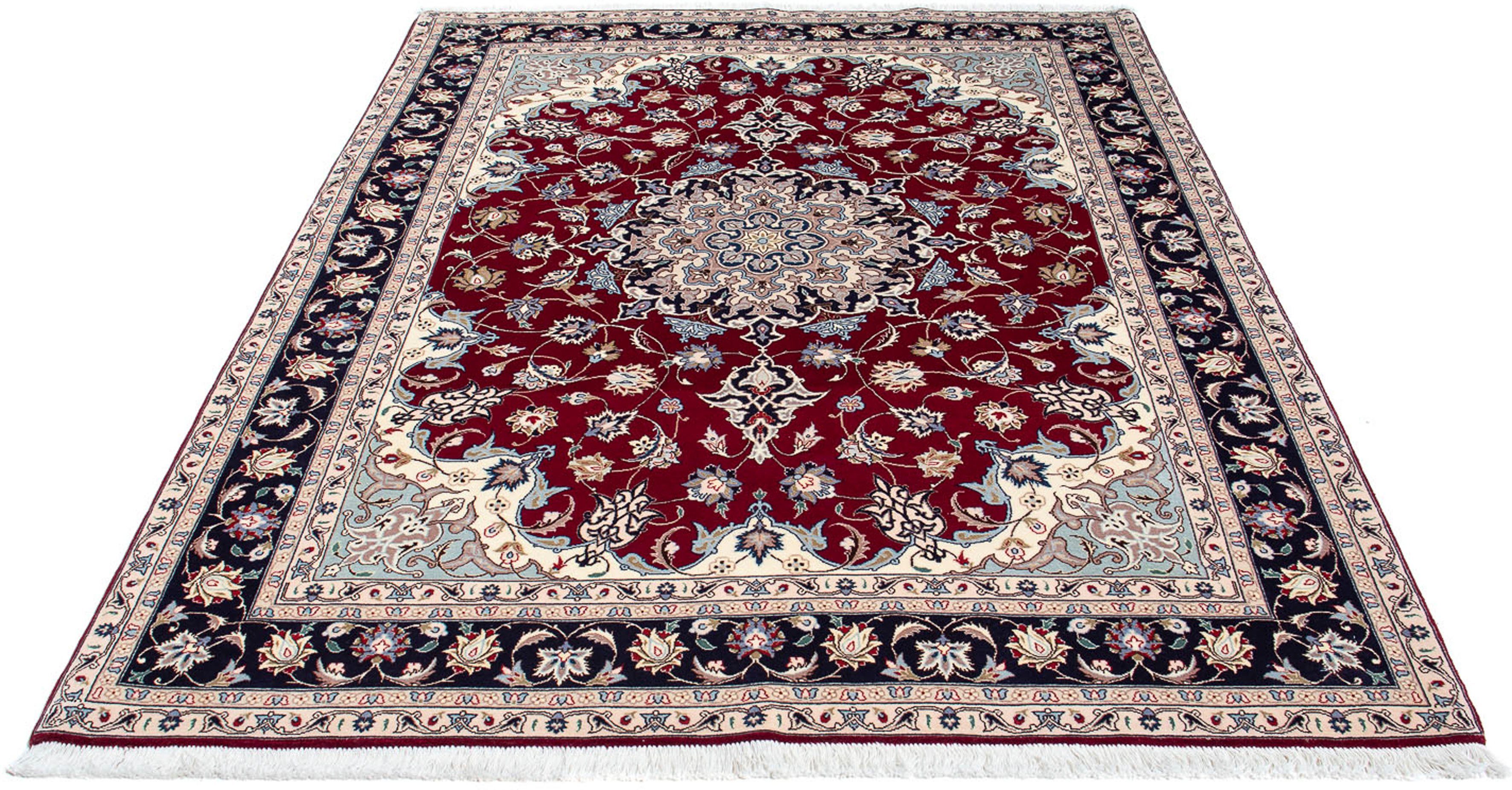 Orientteppich Perser - Täbriz - Royal - 207 x 155 cm - dunkelrot, morgenland, rechteckig, Höhe: 7 mm, Wohnzimmer, Handgeknüpft, Einzelstück mit Zertifikat