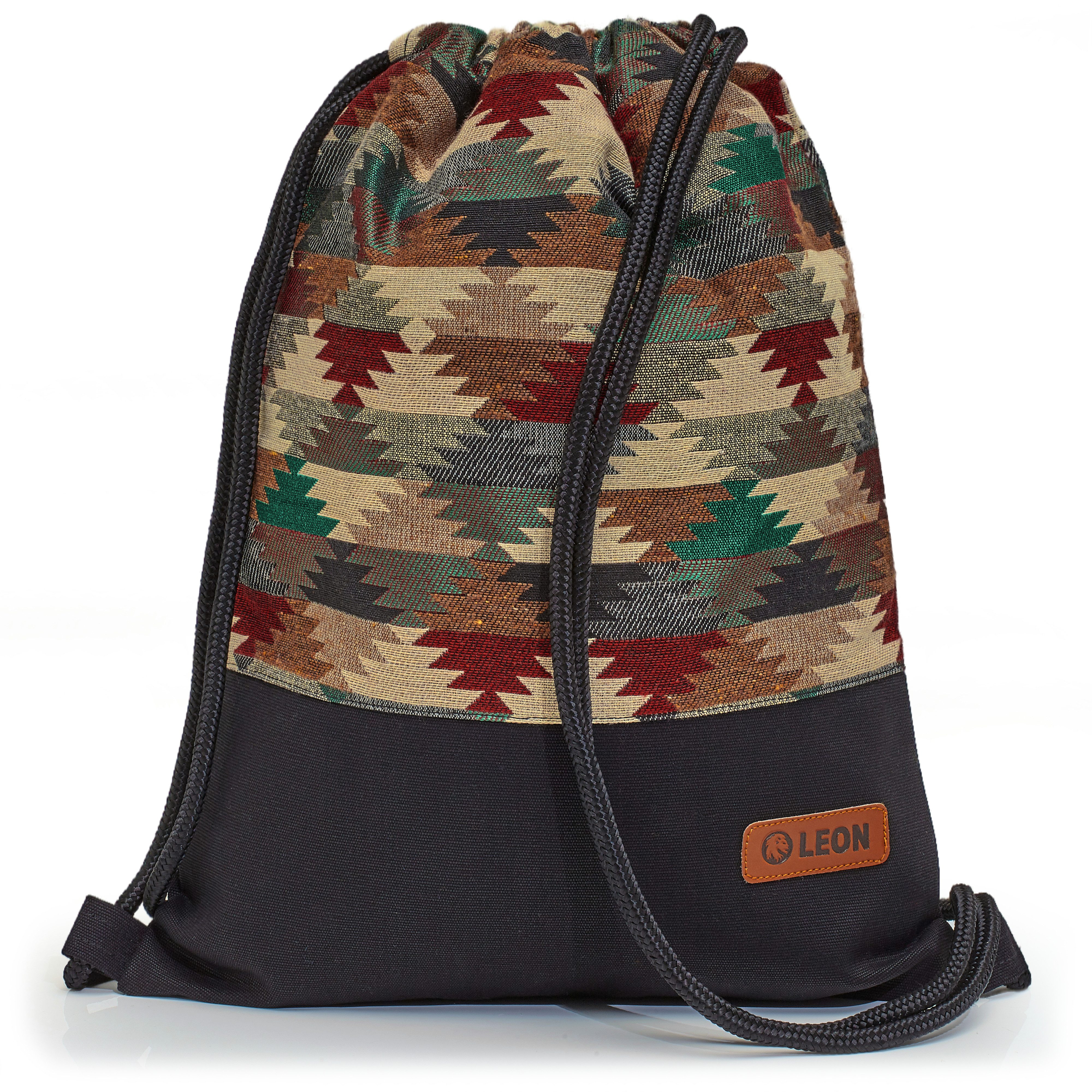 By Bers Turnbeutel Leon By Bers Turnbeutel Beutelrucksack Freizeitrucksack (Tagesrucksack Turnbeutel Beutelrucksack Freizeitrucksack für Strand Sport Festival Freizeit Alltag Einkauf aus Baumwolle Innentasche Schlüsselband), robuste hochwertige Baumwolle - bestens verarbeitet