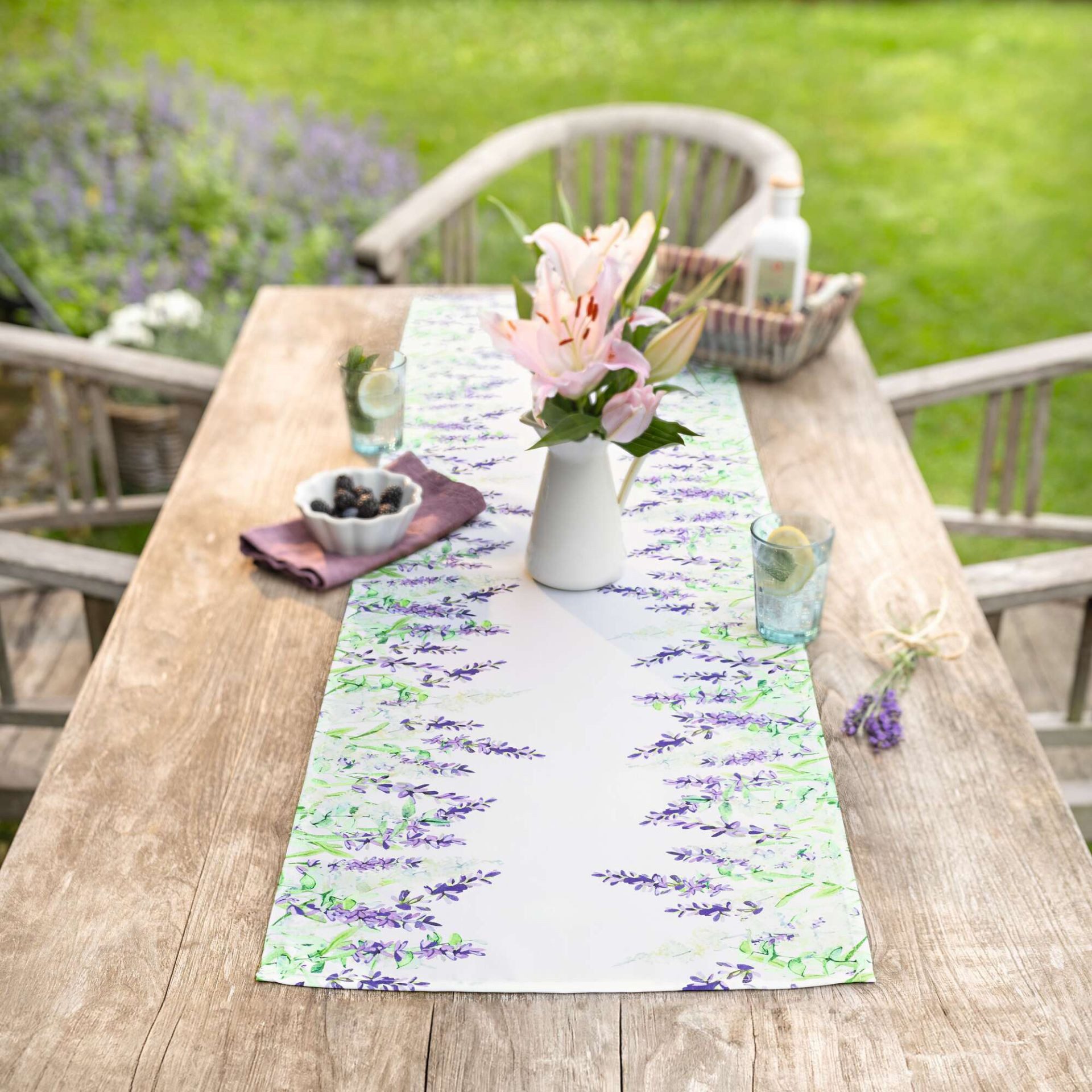 Home-trends24.de Tischläufer Lavendel Tischdecke Tischläufer Tischband 140 x 40 cm