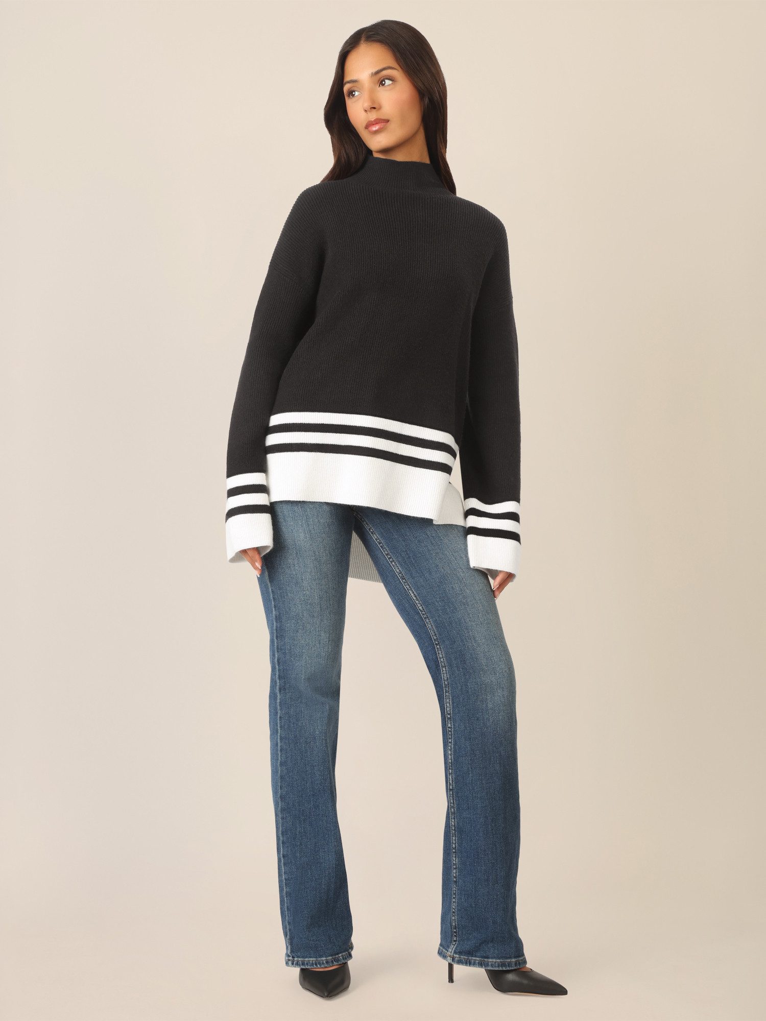 Apart Stehkragenpullover mit Kontraststreifen günstig online kaufen