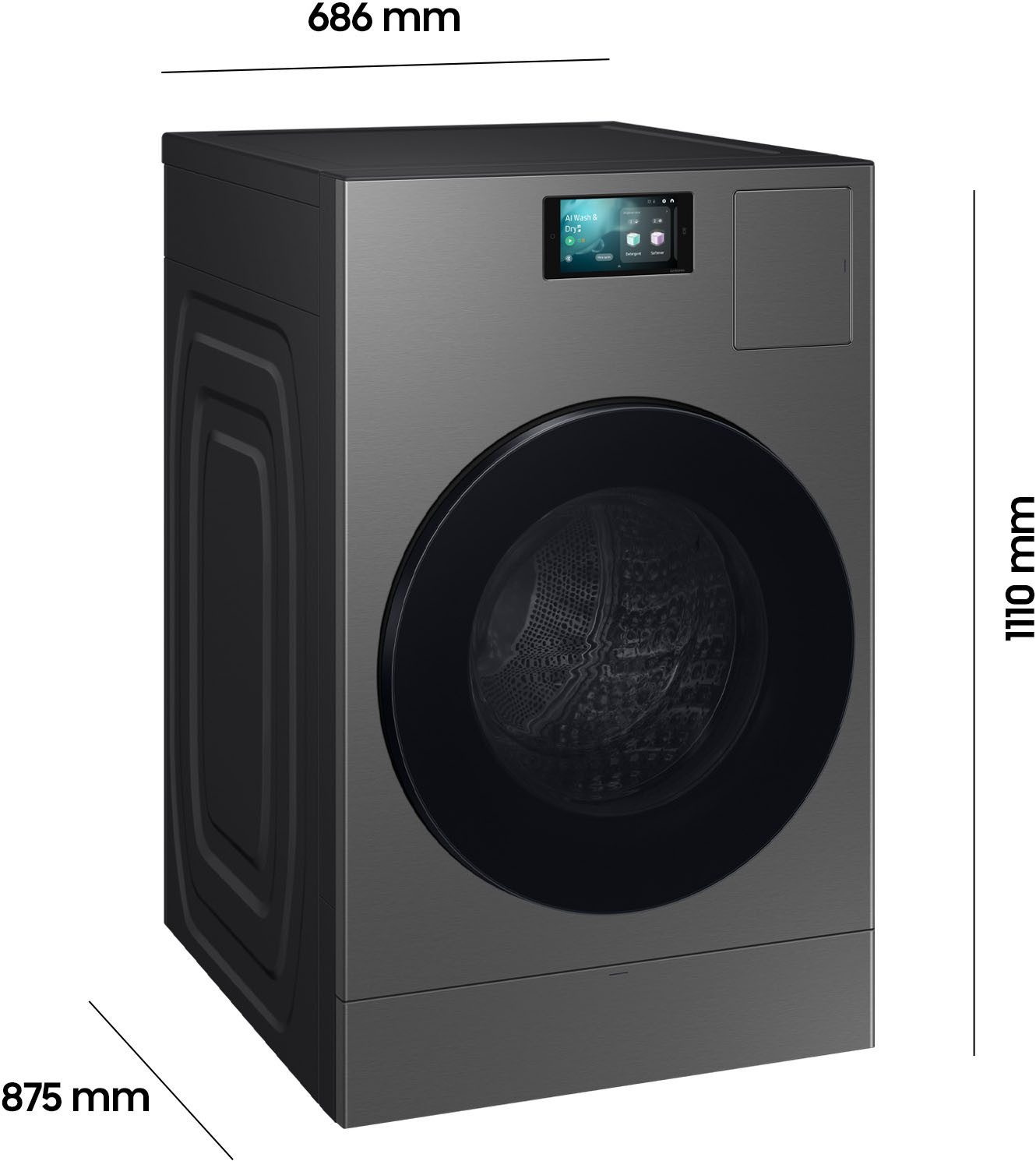 Samsung Waschtrockner WD8000DK WD18DB8995BZT2, 18 kg, 11 kg, 1000 U/min, Trommelreinigung+, Breite 75 cm, Tiefe 92cm, Höhe 111 cm