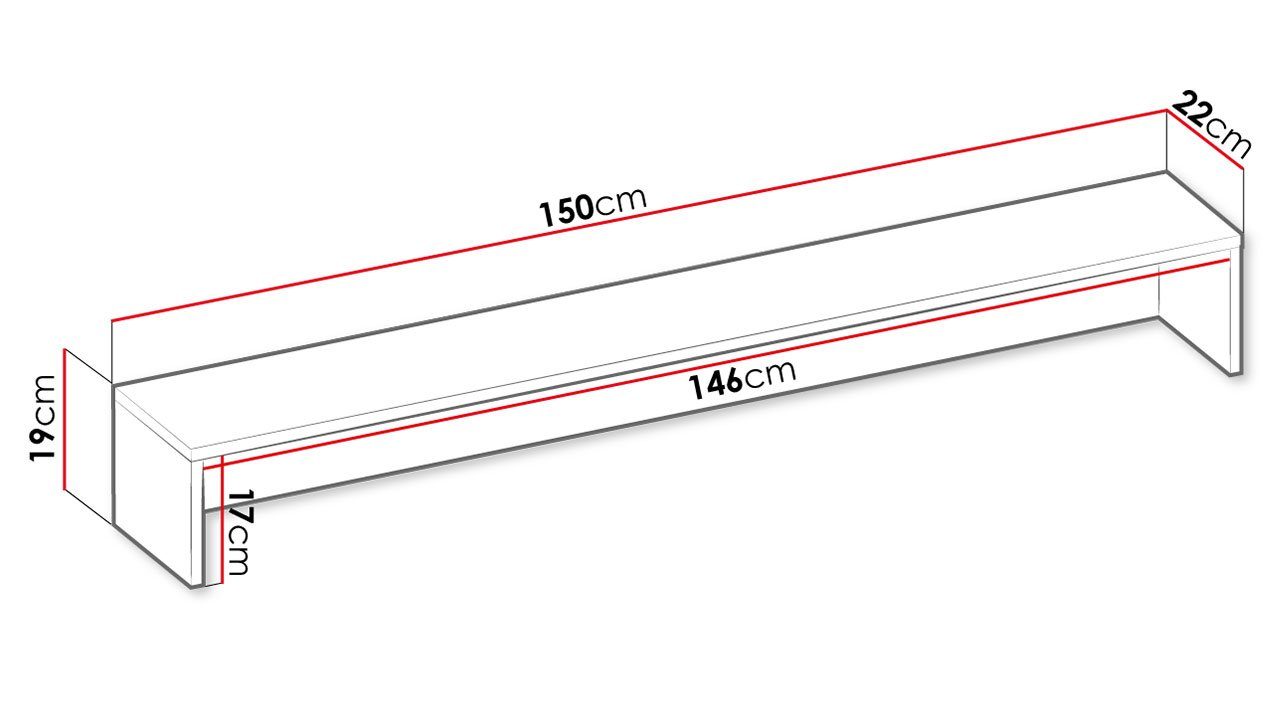 MIRJAN24 Schreibtischaufsatz Teen Flex TF-05, (mit LED-Beleuchtung), 150x22x19 cm