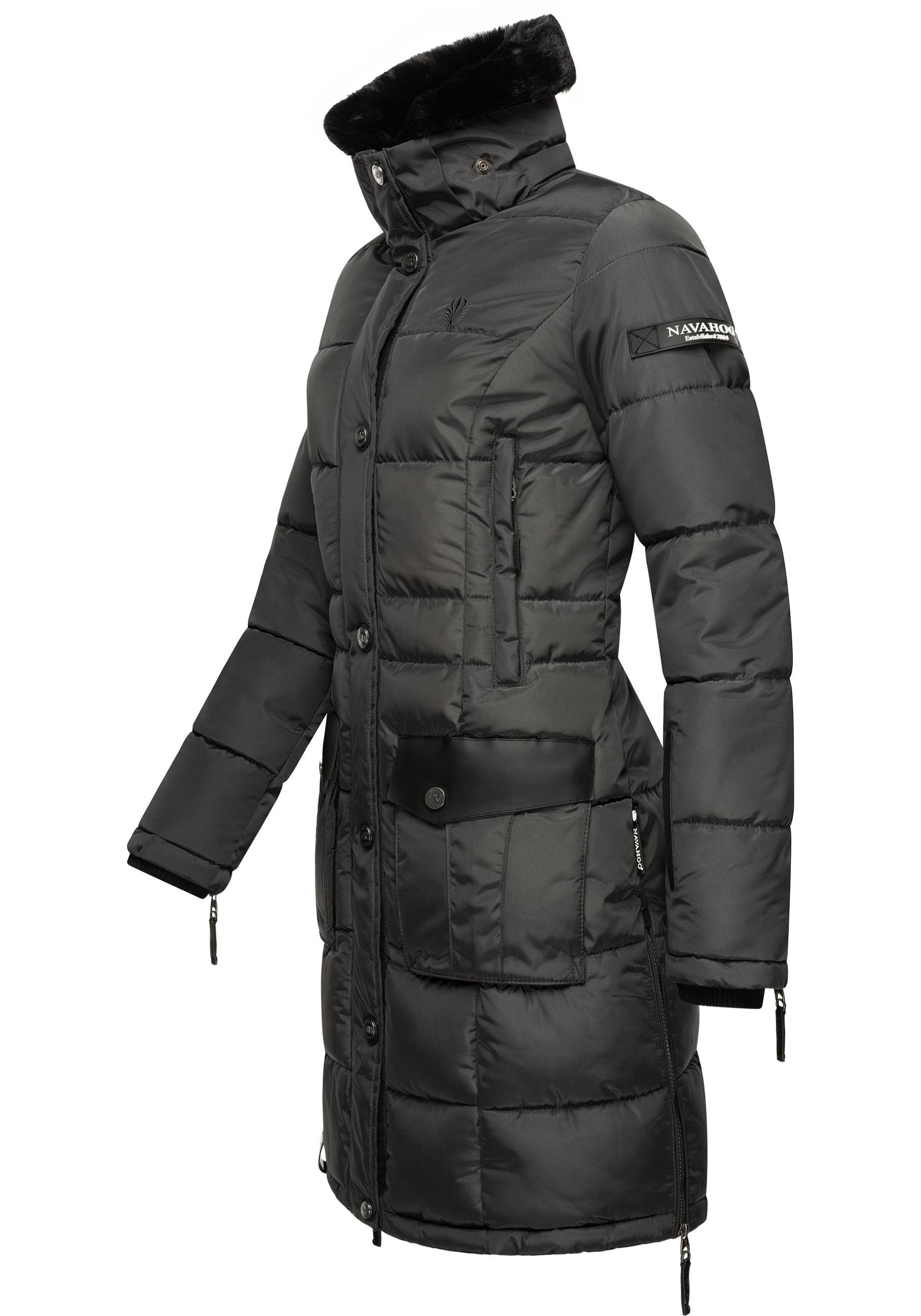 Navahoo Steppmantel Sinja stylischer Winter Parka mit edlem Fellimitat – Bild 4 von 5
