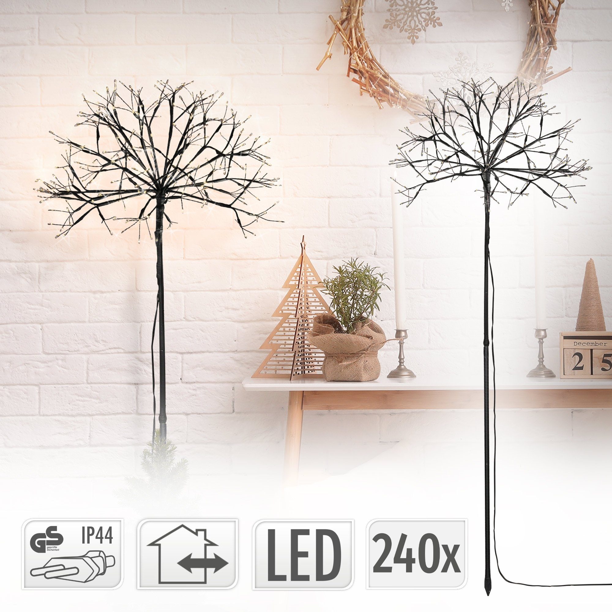 ECD Germany Weihnachtsfigur LED Baum 100 cm mit 240 LEDs Warmweiß IP44