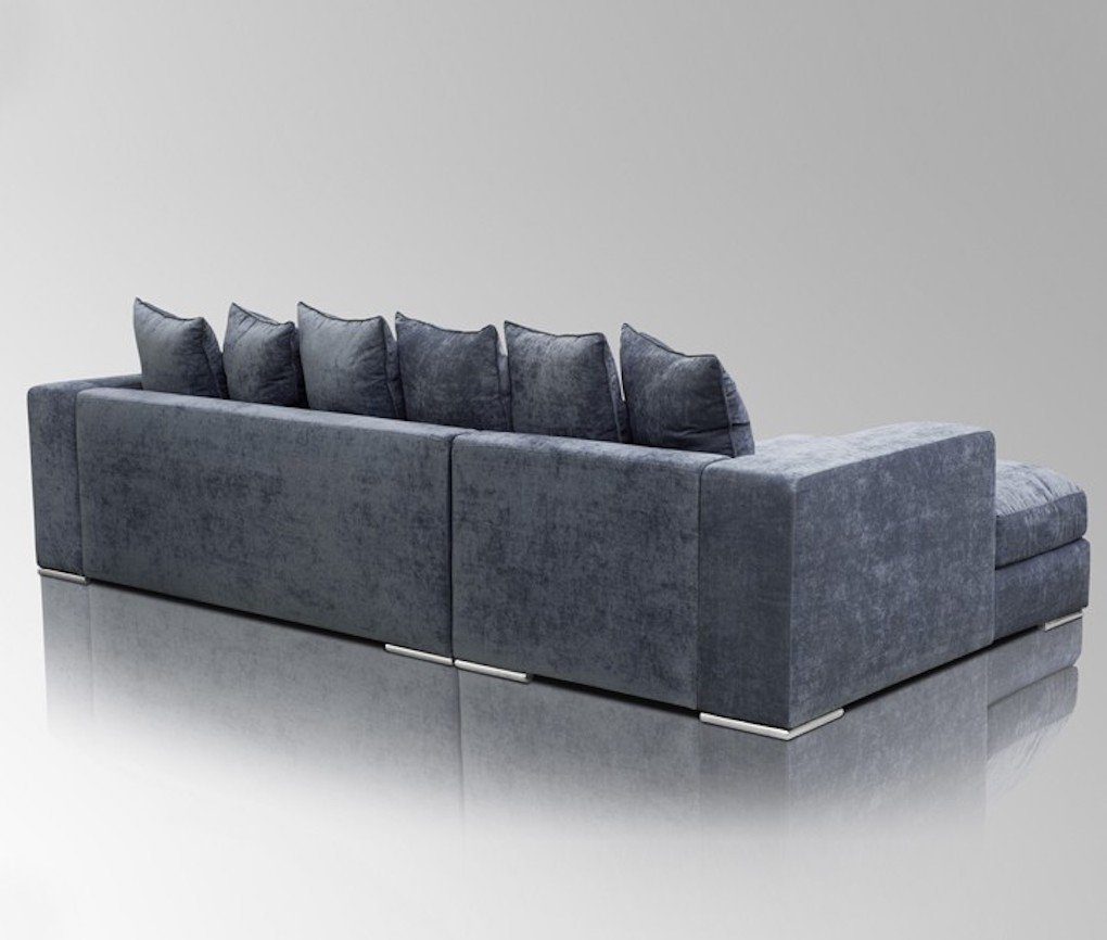 AMARIS Elements Ecksofa 'Moore'+'Newman' Recamiere 3m L-Form Samt od. Blau / (Samt) links rechts Wolloptik