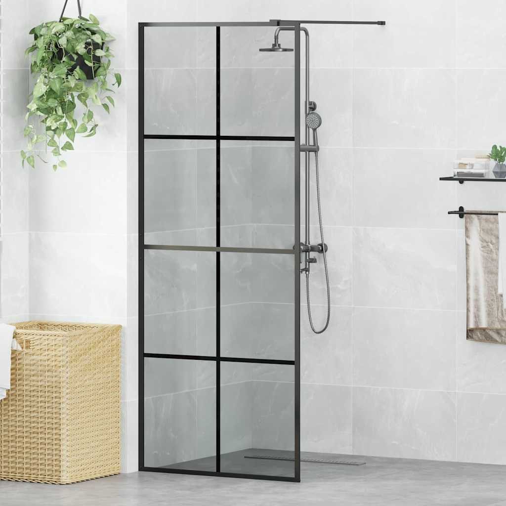 vidaXL Duschwand Walk-in Duschwand Schwarz 80 x 195 cm Gehärtetes Glas, (1 tlg)