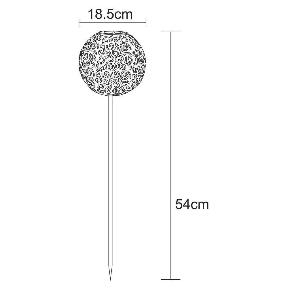 etc-shop LED Außen-Stehlampe, LED-Leuchtmittel fest Solarkugel Solarleuchte Stecklampe Garten Außen verbaut, Warmweiß, für silberfarben