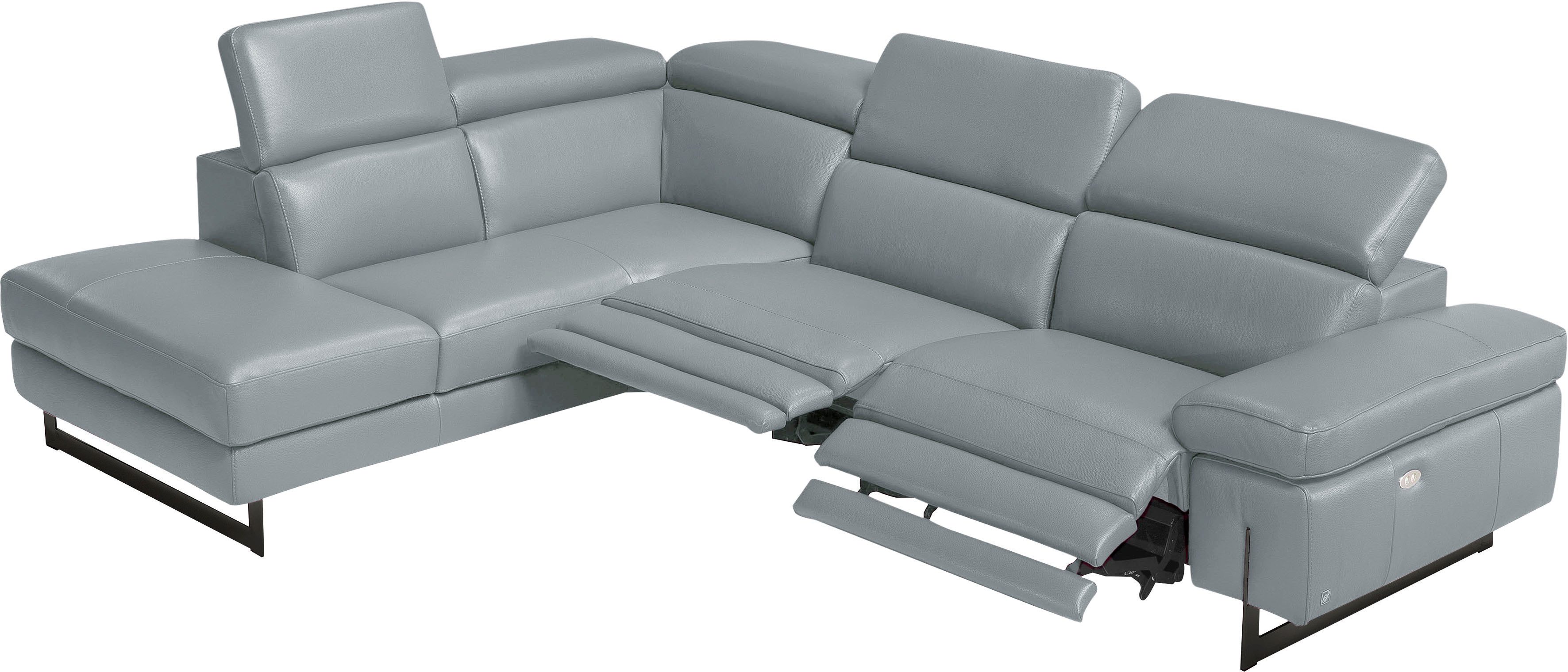 Egoitaliano Ecksofa Candice, elegant, edel und bequem, erstklassiger Sitzkomfort, L-Form, inkl. 2 elektrischer Relaxfunktionen, Bedienung über Taste an Armlehne