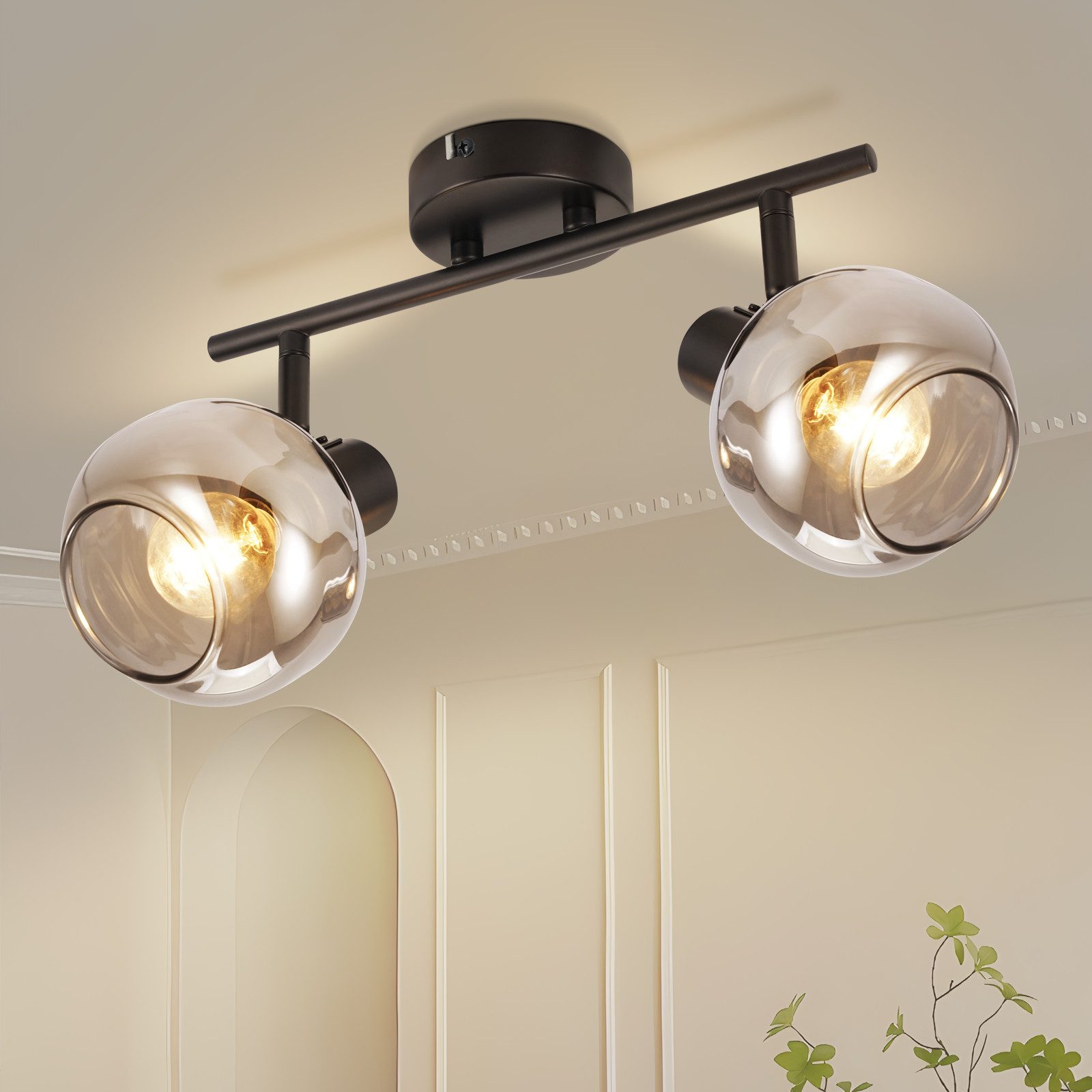 Nettlife Deckenstrahler Glas Vintage Rauchgrau E14 günstig online kaufen