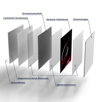 DEQORI Magnettafel 'Rotwein ins Glas gegossen', Whiteboard Pinnwand beschreibbar