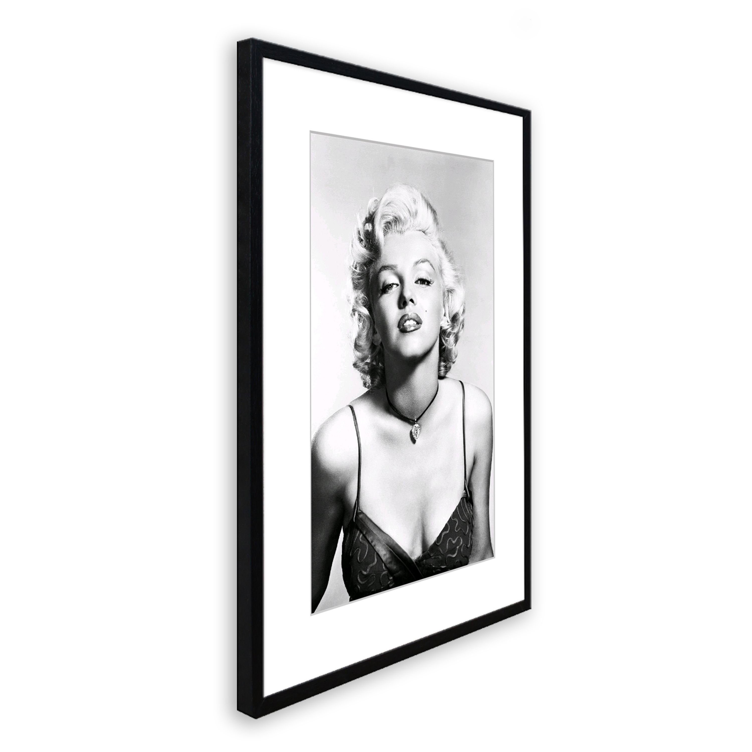 Monroe Rahmen Marilyn mit Bild schwarz-weiß Marilyn / Bild artissimo / Film-Star: Rahmen gerahmt Poster mit Monroe, 51x71cm