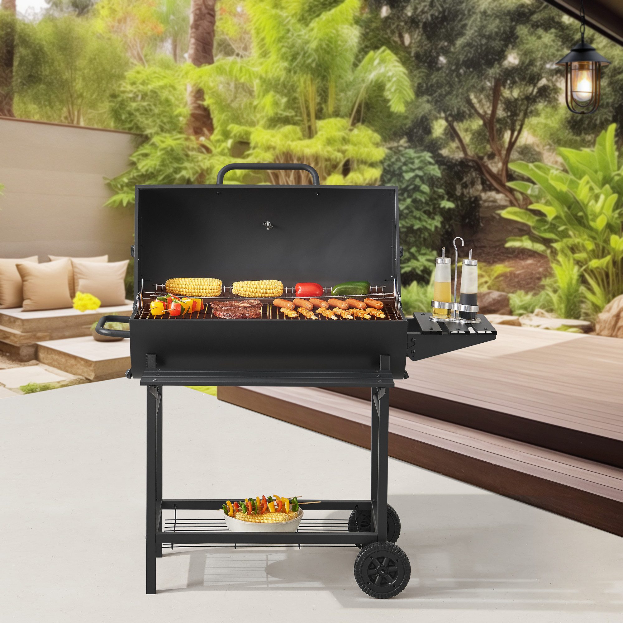 casa.pro Holzkohlegrill, »Armento« Grillwagen 95x108x61cm Schwarz